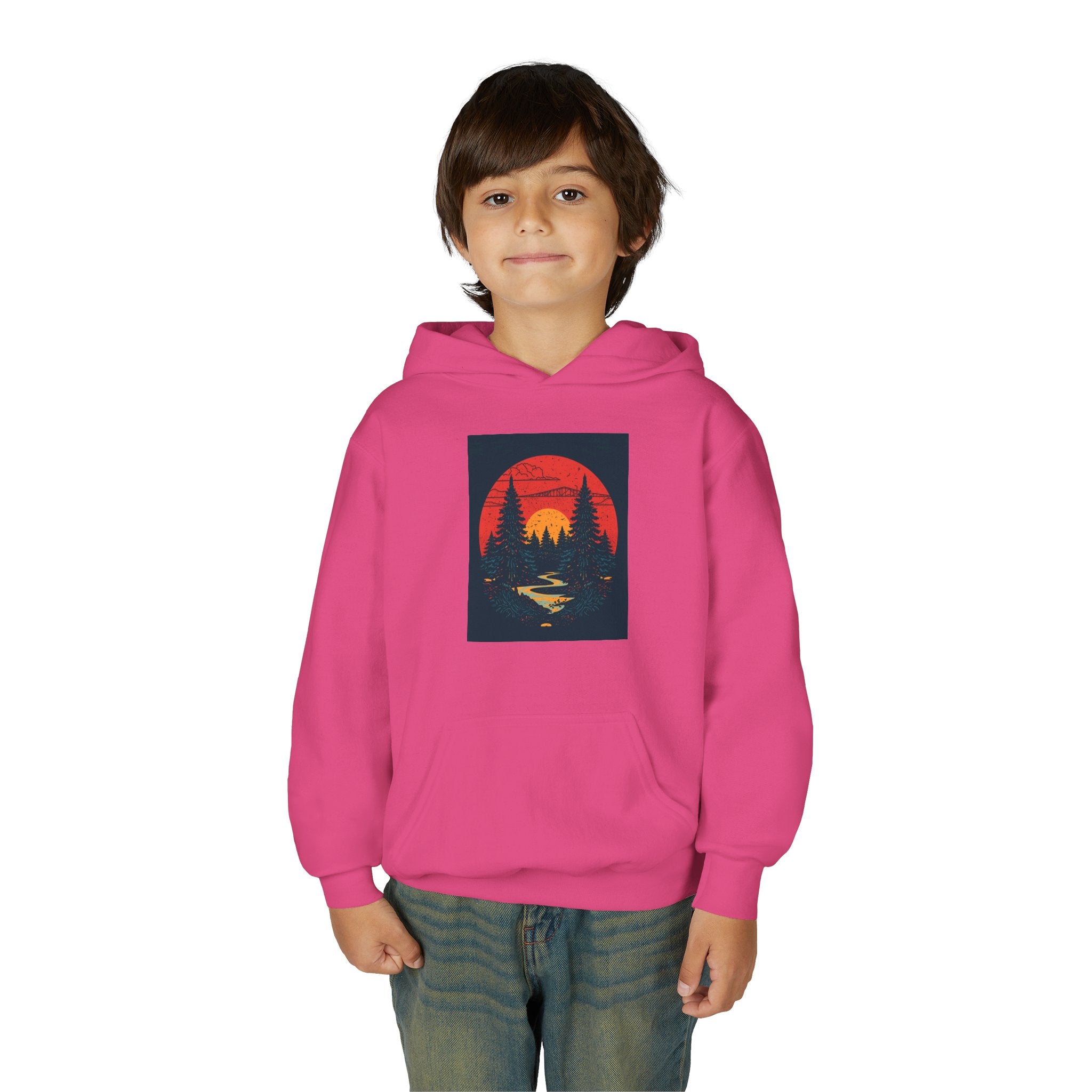 Nature Inspired Forest Youth Heavy Blend Hooded Sweatshirt