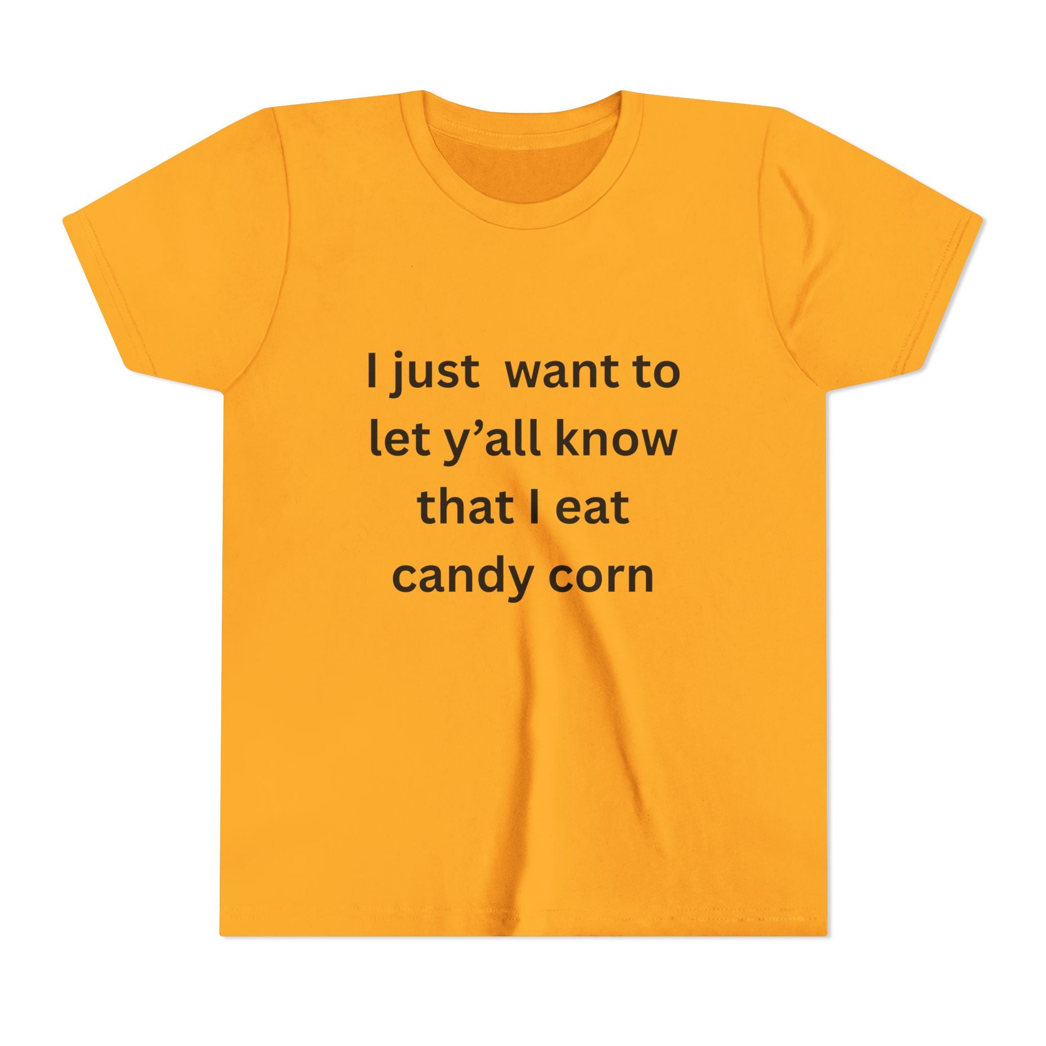 I Eat Candy Corn Youth Candy Corn Tee, Fun Halloween Shirt, Cute Short Sleeve Tee, Youth Graphic Top, Fall Celebration Apparel, Trick or Treat Shirt