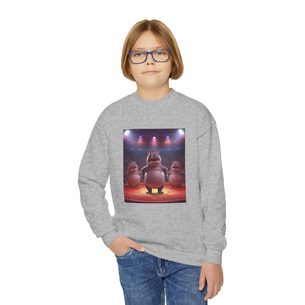 Hippo Funny Youth Crewneck Sweatshirt