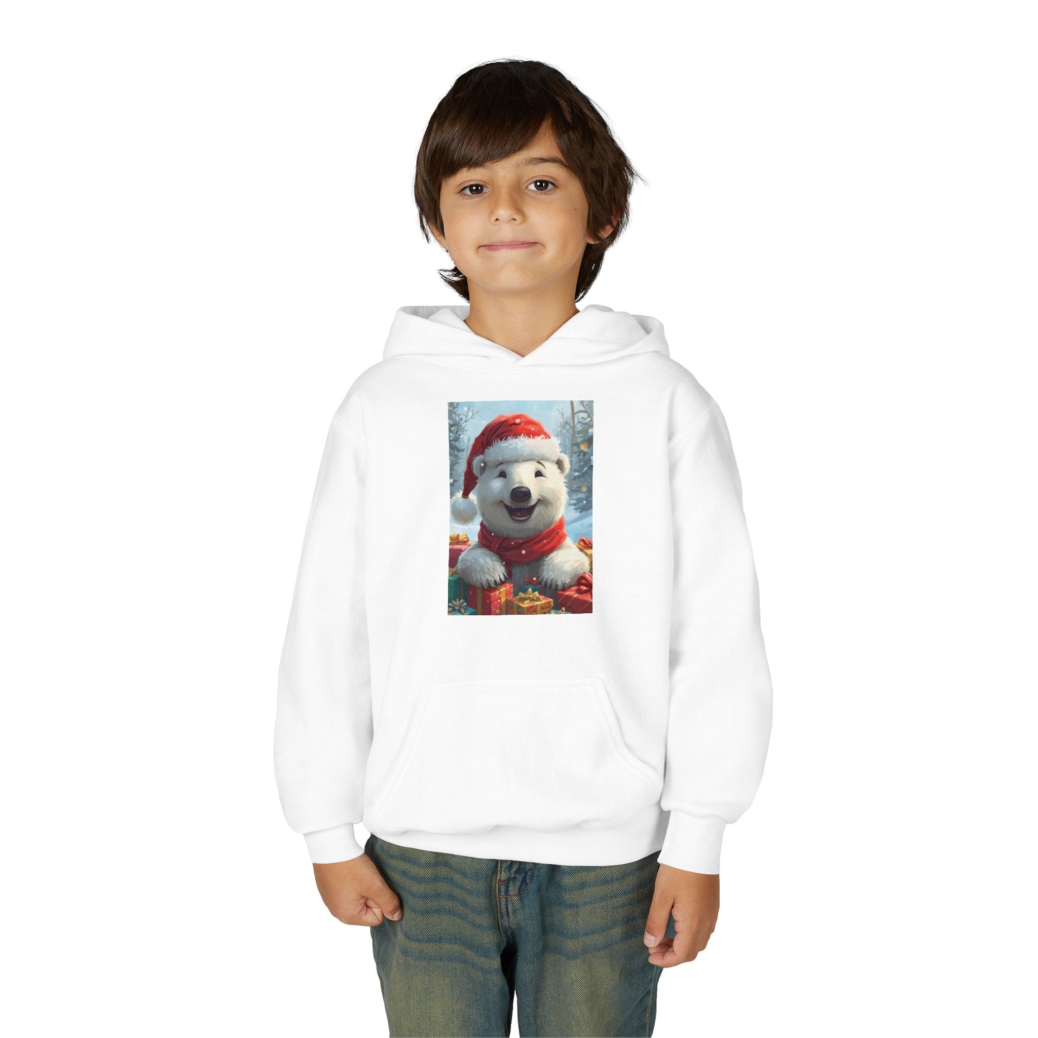 Christmas Bear Youth Heavy Blend Hooded Sweatshirt
