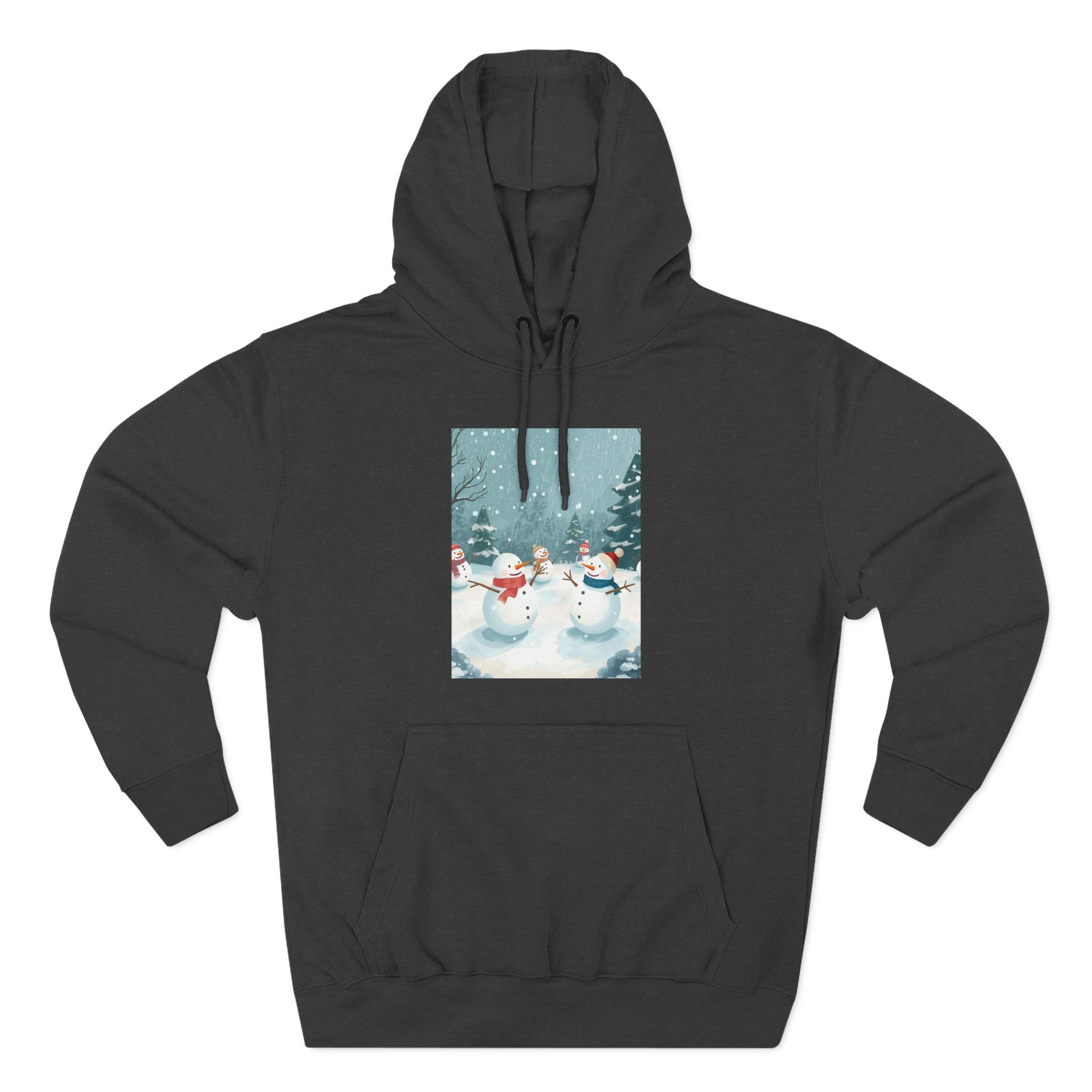 Cozy Snowman Hoodie, Winter Apparel, Holiday Gift, Christmas, Fleece Hoodie, Seasonal Style, Cold Weather Wear