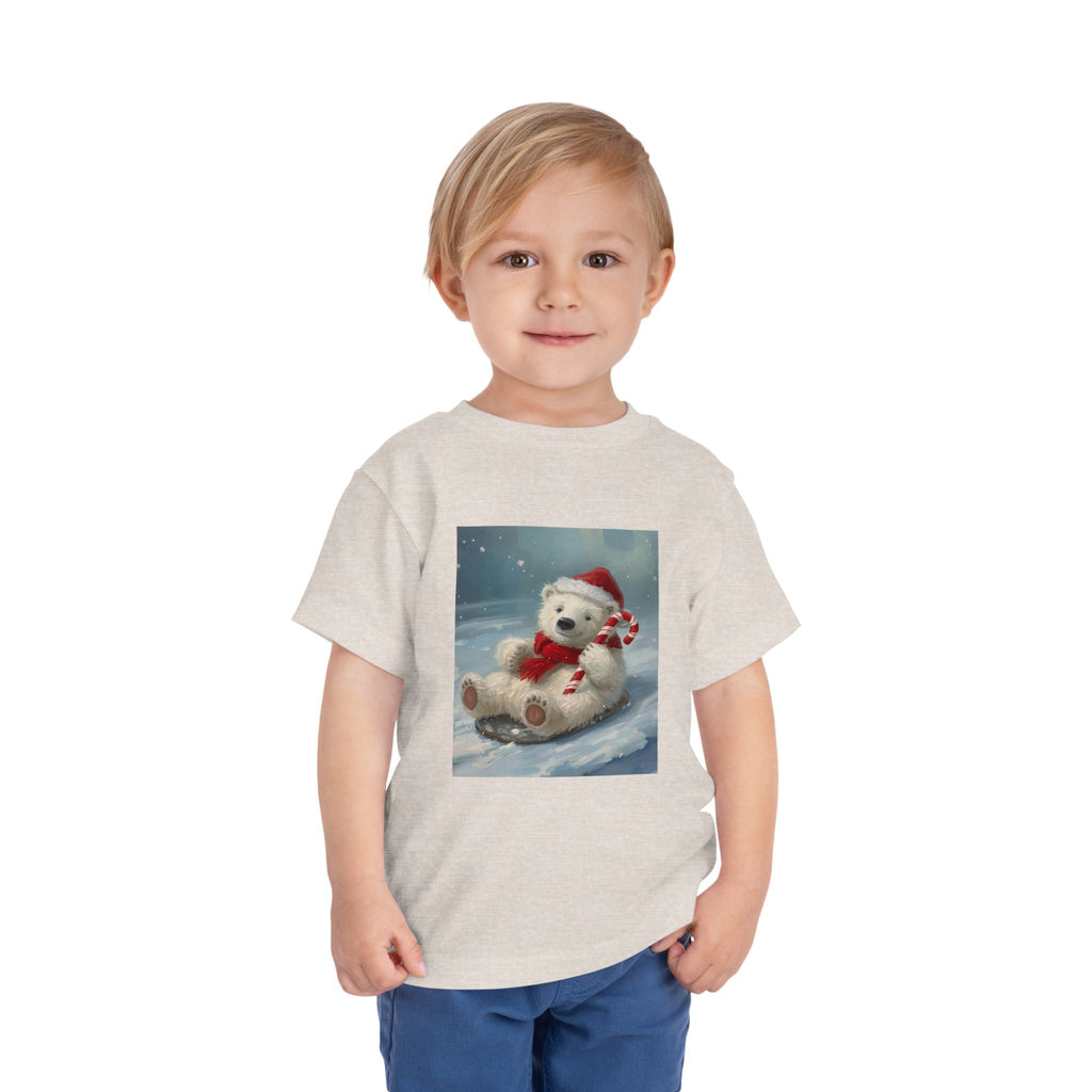Cute Christmas Bear Toddler Short Sleeve Tee