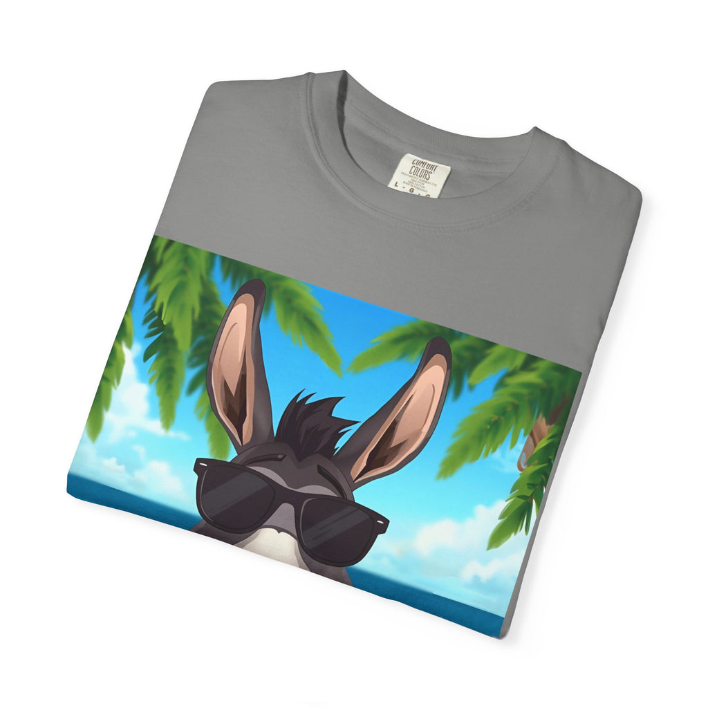 Chill Donkey Sunset T-Shirt, Unisex Summer Tee, Casual Beachwear, Gift for Animal Lovers, Fun Vacation Shirt