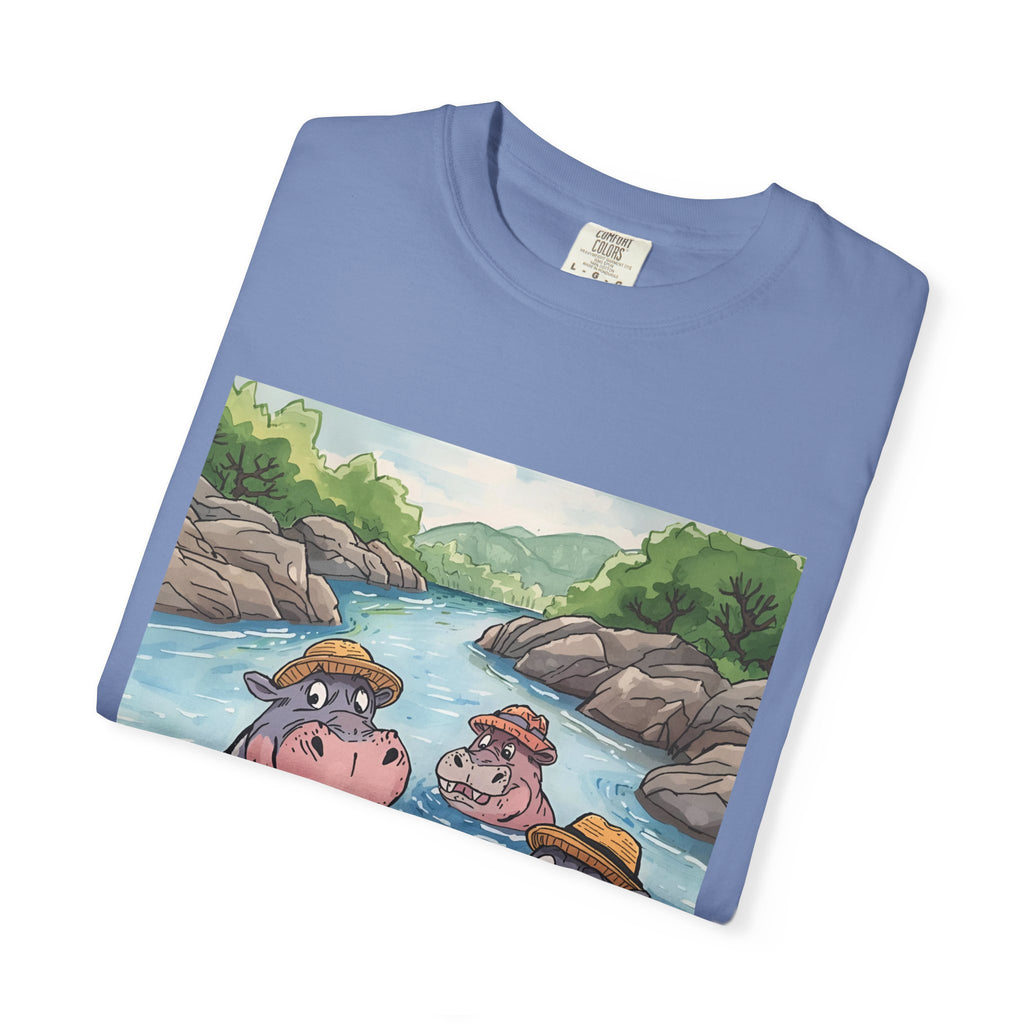 Hippo Adventure Unisex T-Shirt, Cute Animal Tee, Gift for Nature Lovers, Casual Wear, Birthday and Summer Vibe