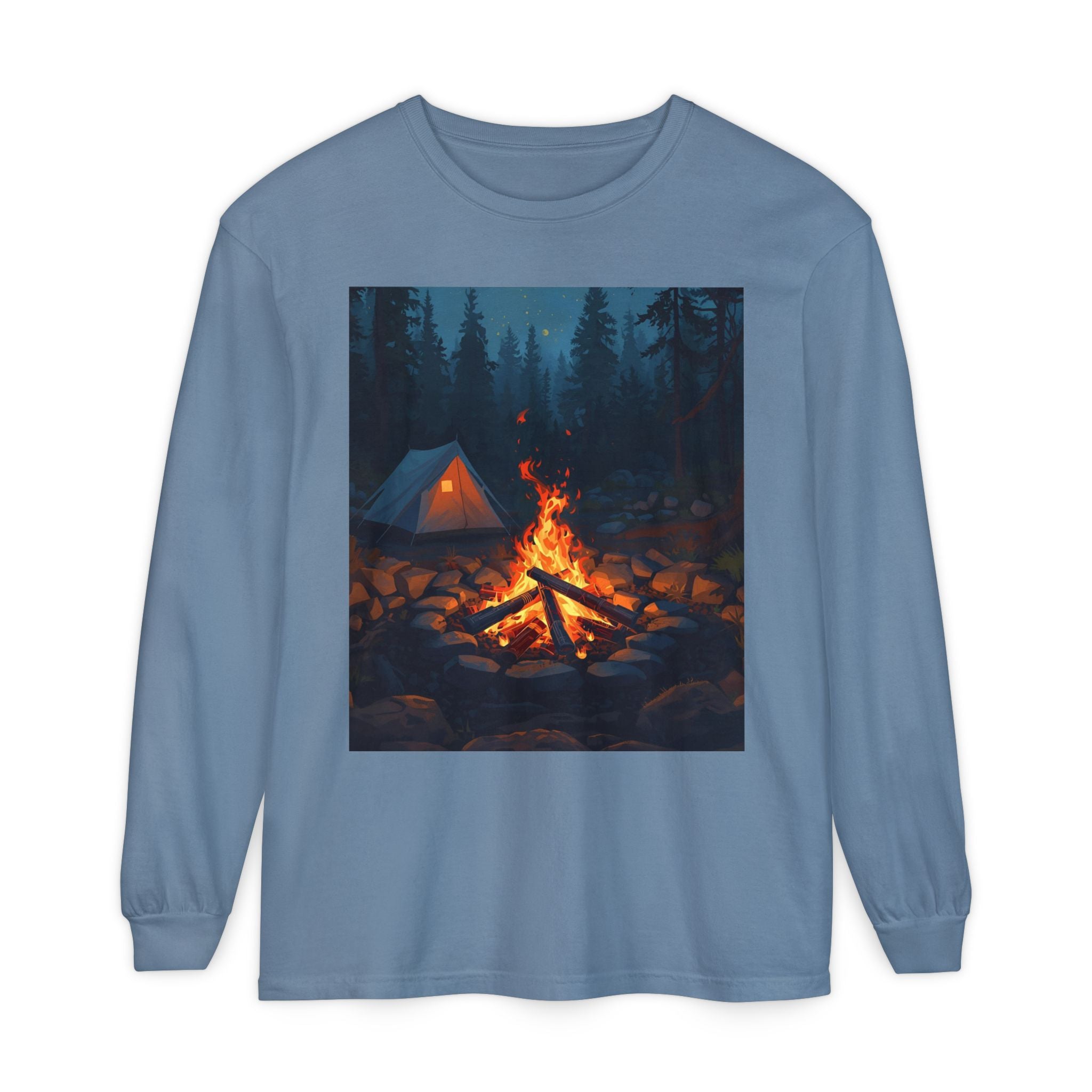 Camping Vibes Long Sleeve T-Shirt | Outdoor Adventure Shirt, Cozy Gift for Campers, Bonfire, Nature Lovers, Unisex Tee