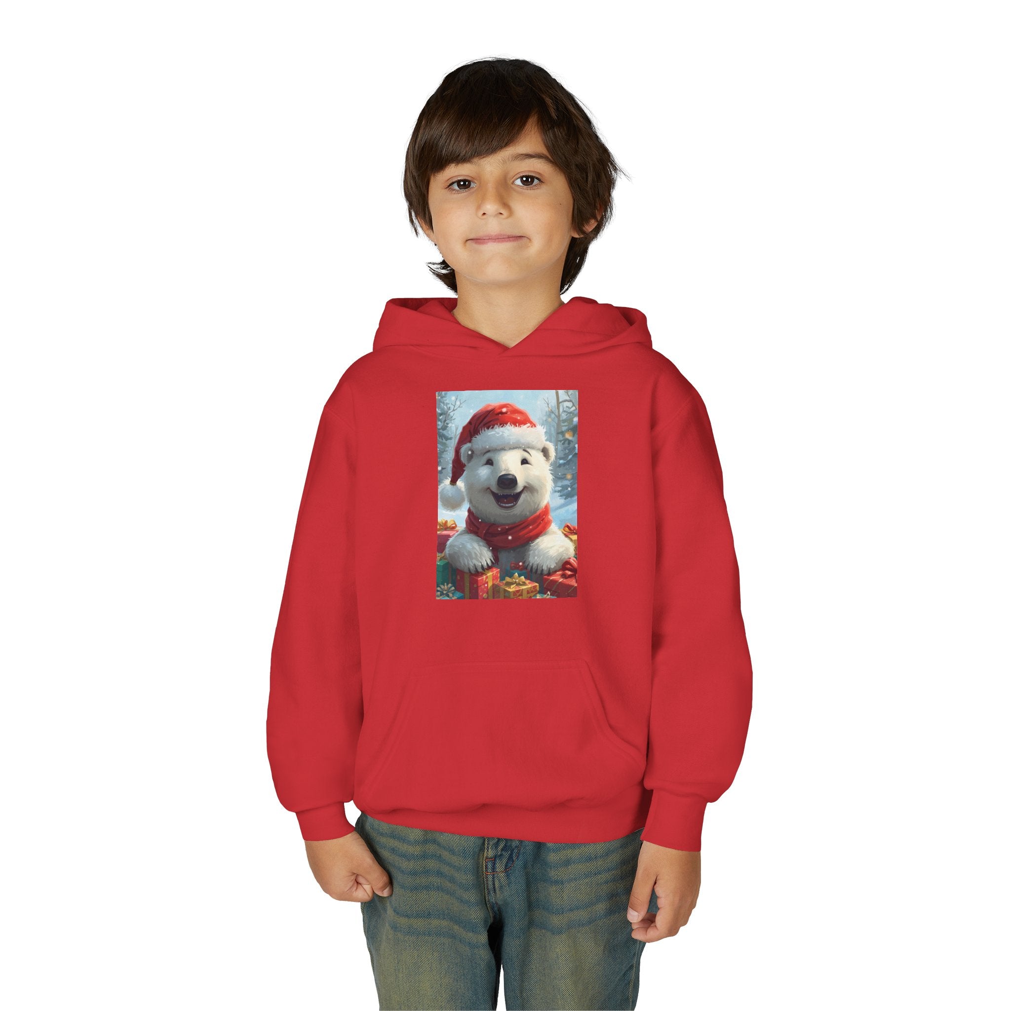 Christmas Bear Youth Heavy Blend Hooded Sweatshirt
