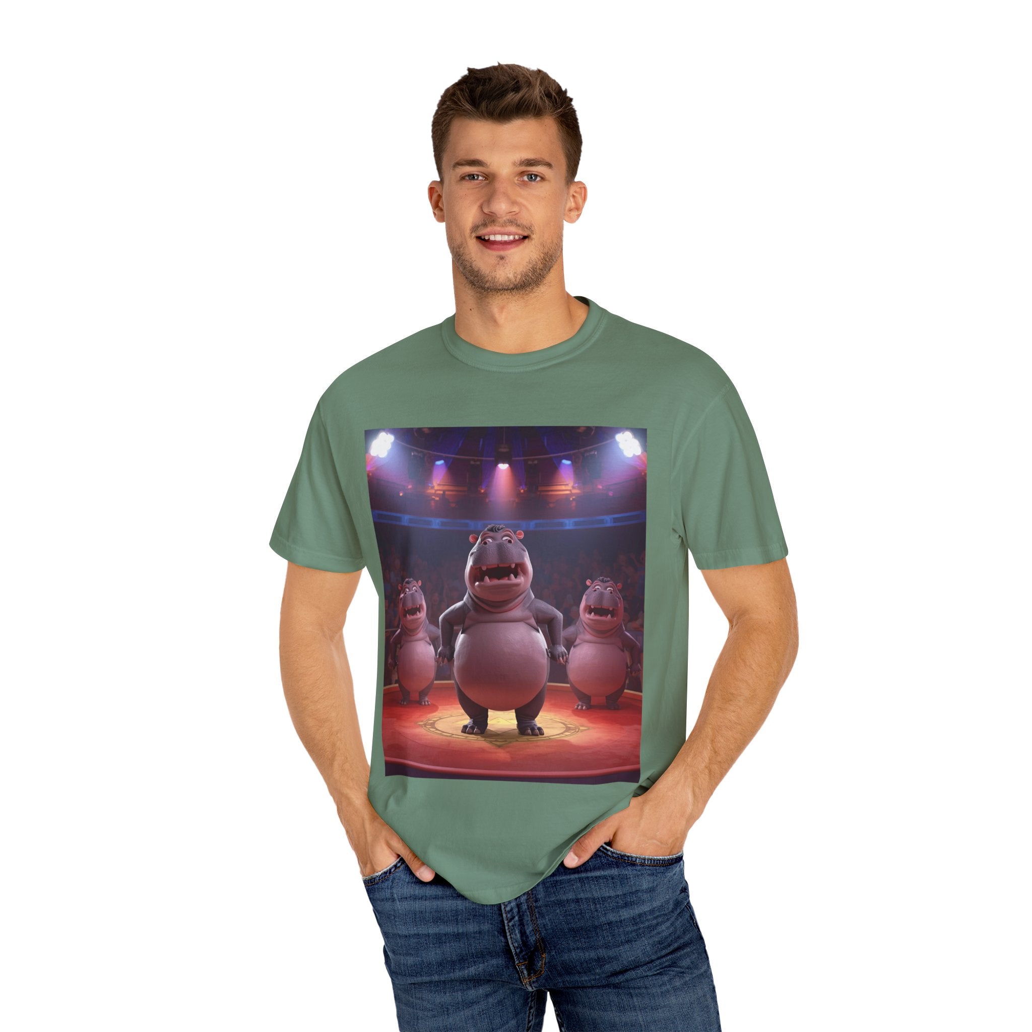 Fun Hippo Performance T-Shirt, Unisex Cotton Tee, Cartoon T-shirt, Gift for Kids, Animal Lover Shirt, Birthday Party Apparel