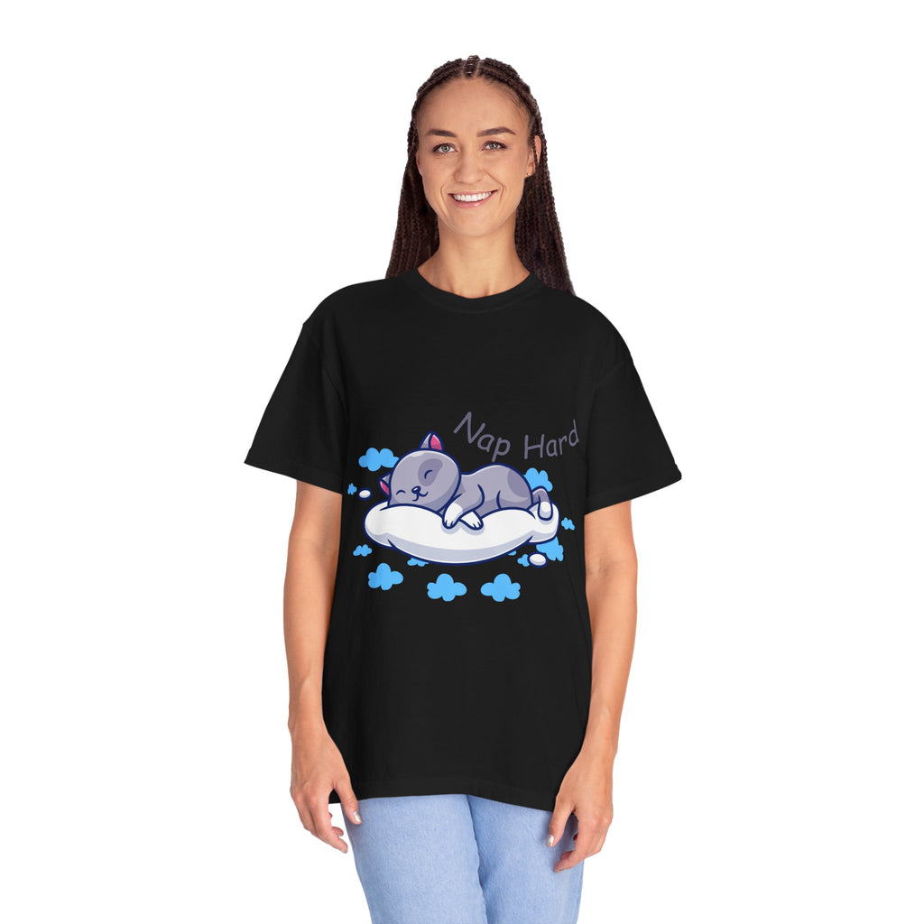 Cat Nap Graphic T-shirt, Cute Cat Tee, Relaxed Fit Apparel, Gift for Cat Lovers, Cozy Lounge Wear, Funny Pet Humor Top