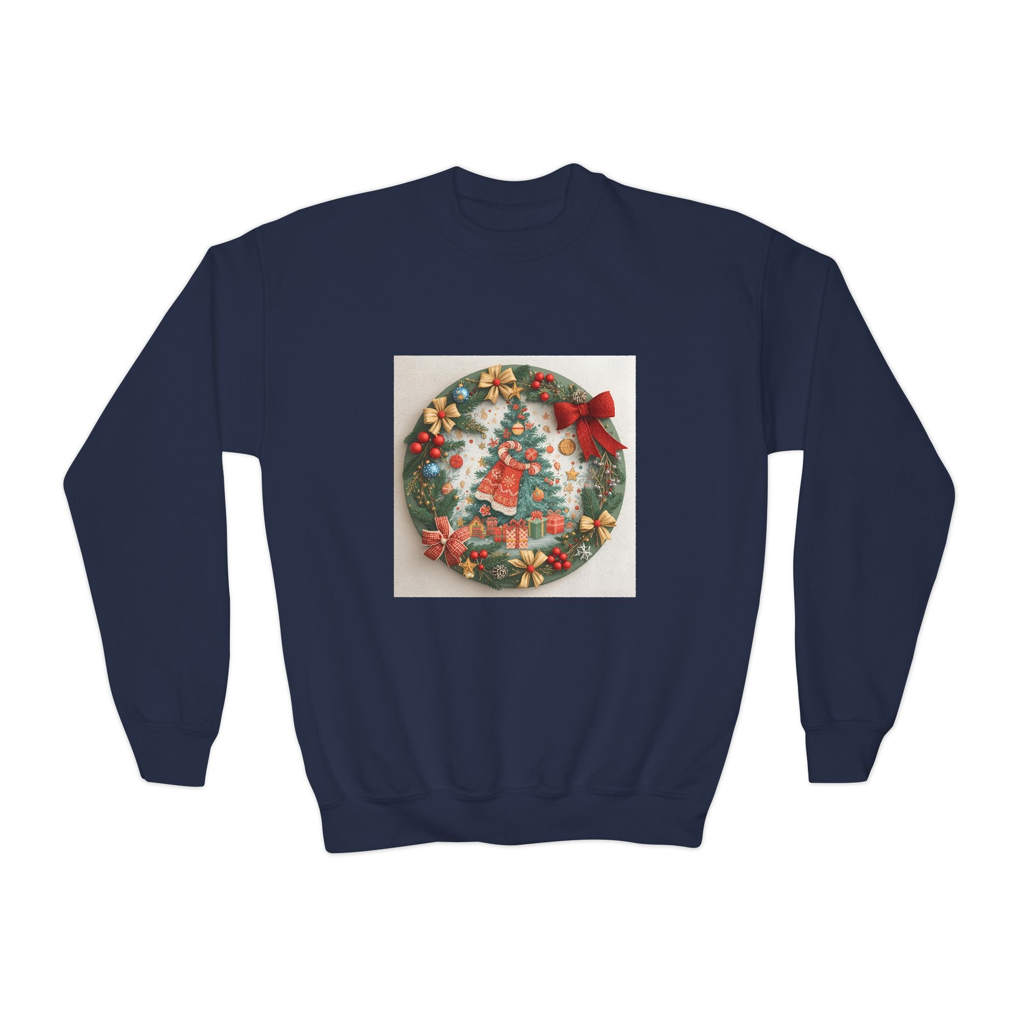 Christmas Wreath Youth Crewneck Sweatshirt
