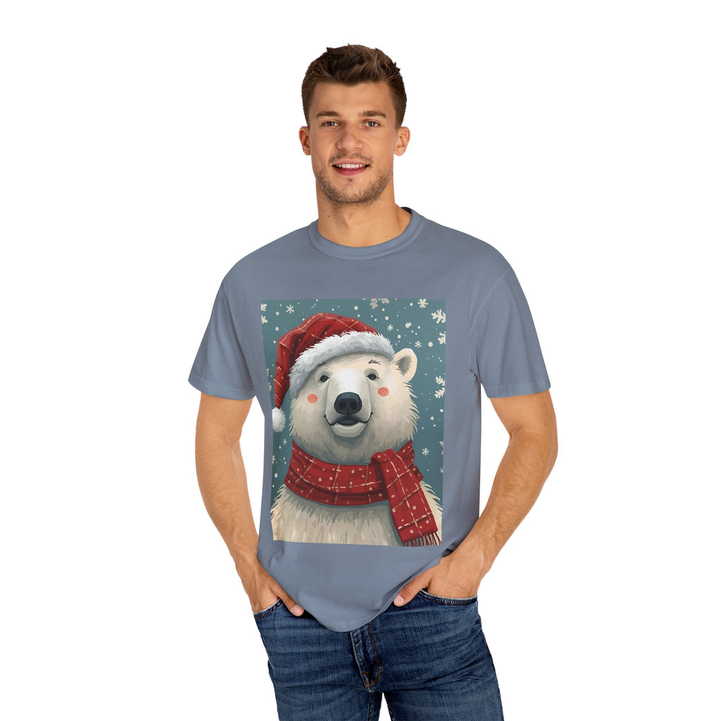 Festive Polar Bear T-Shirt, Christmas Tee, Winter Apparel, Holiday Shirt, Gift Idea, Unisex Graphic Tee