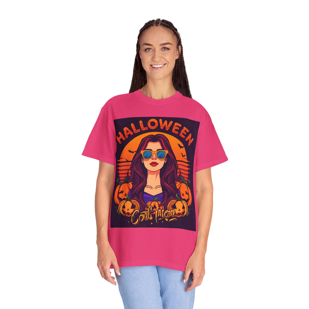 Halloween Cool Mom T-Shirt, Unisex Garment-Dyed Tee, Spooky Season Apparel, Fall Fashion, Halloween Costume Shirt