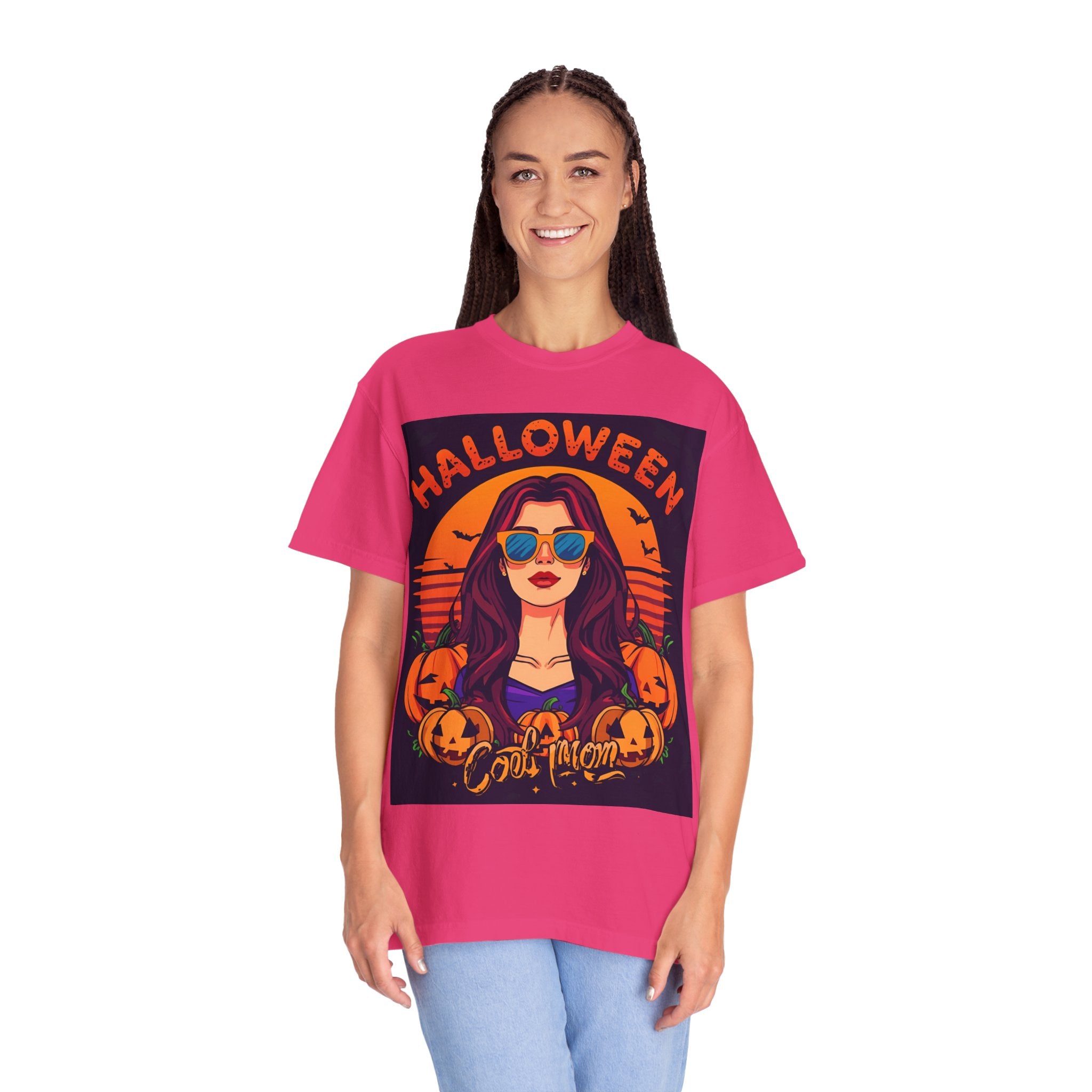 Halloween Cool Mom T-Shirt, Unisex Garment-Dyed Tee, Spooky Season Apparel, Fall Fashion, Halloween Costume Shirt