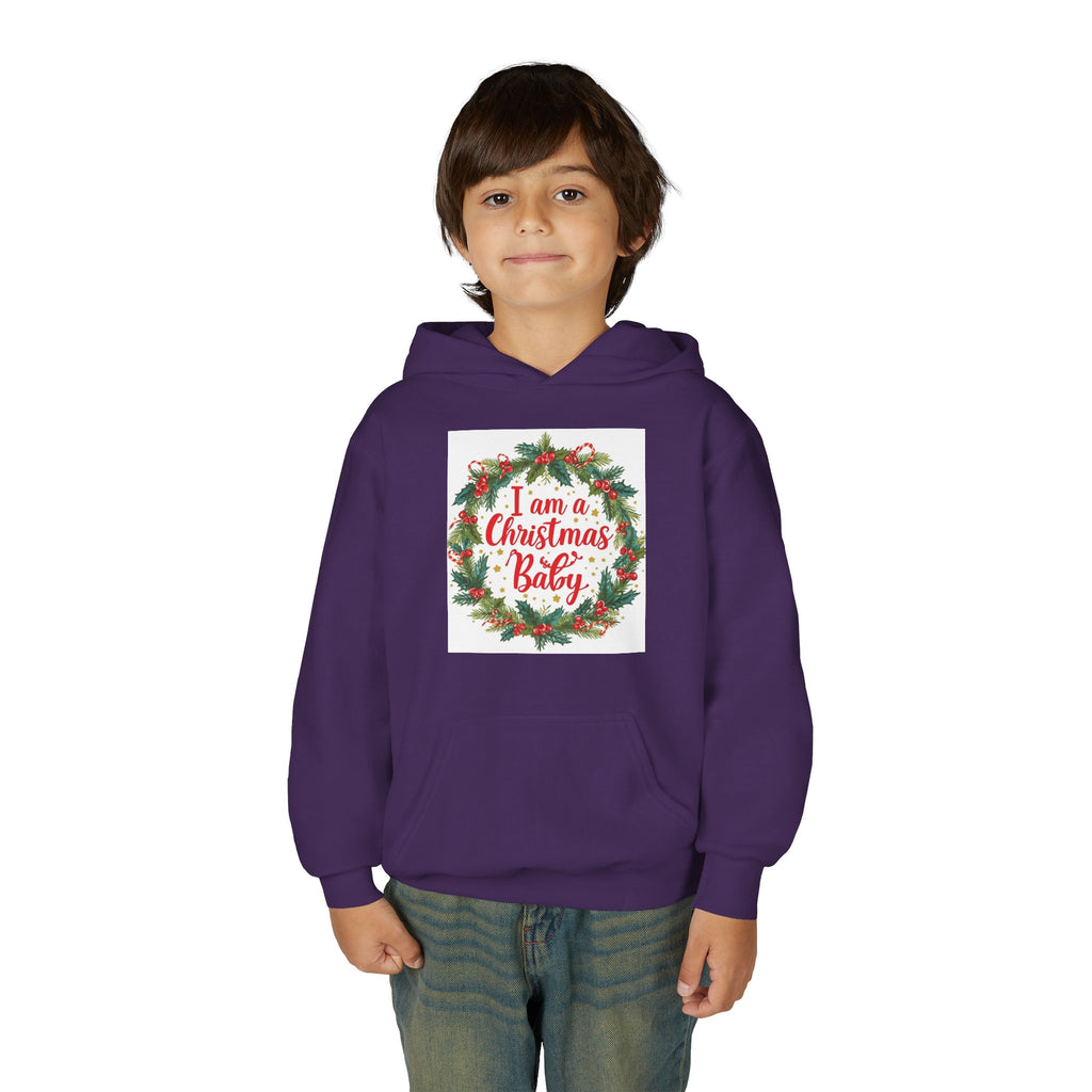 I Am A Christmas Baby Youth Heavy Blend Hooded Sweatshirt