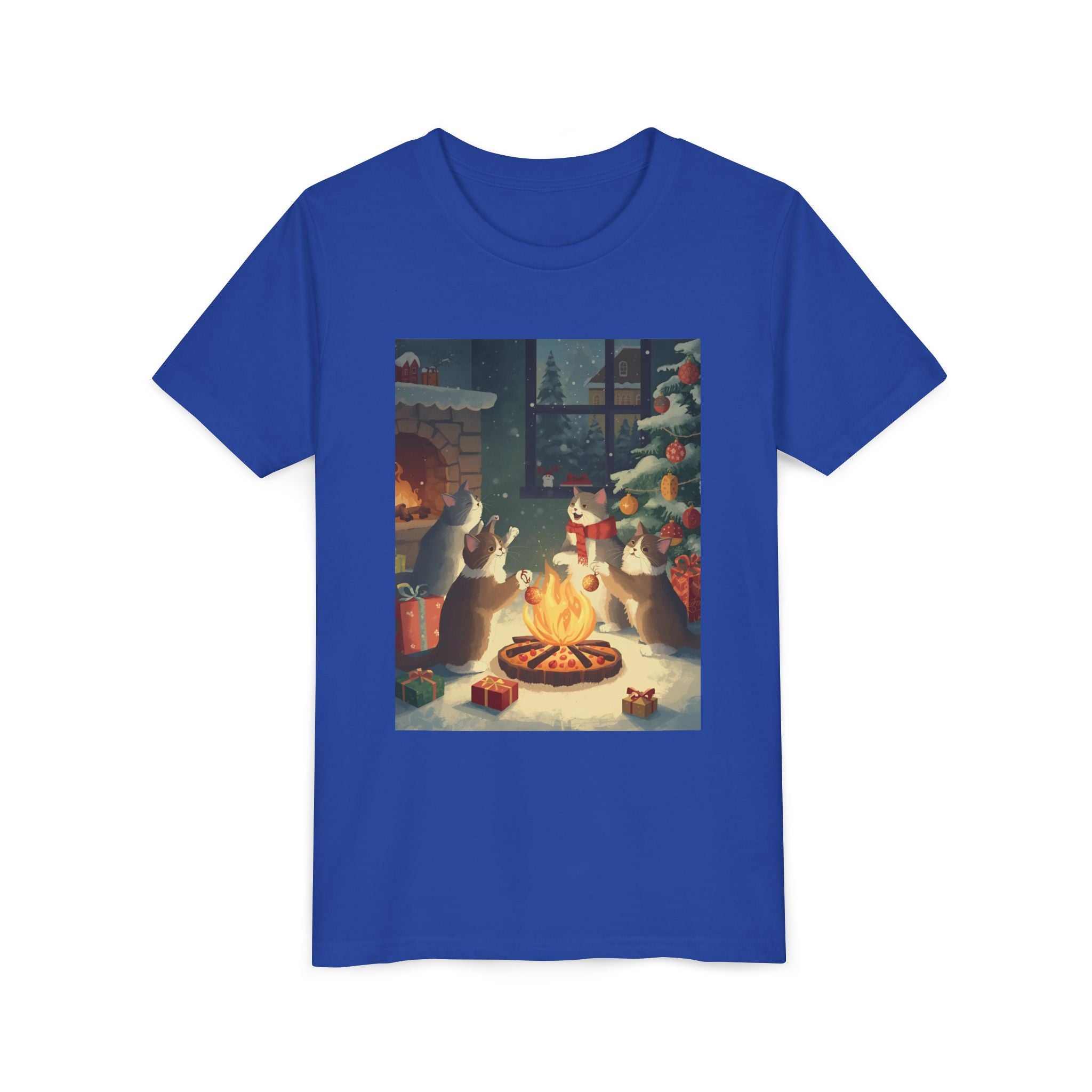 Cozy Christmas Youth Tee, Festive Graphic Short Sleeve Shirt, Holiday Charm for Kids, Cute Gift for Thanksgiving, Winter Gatherings