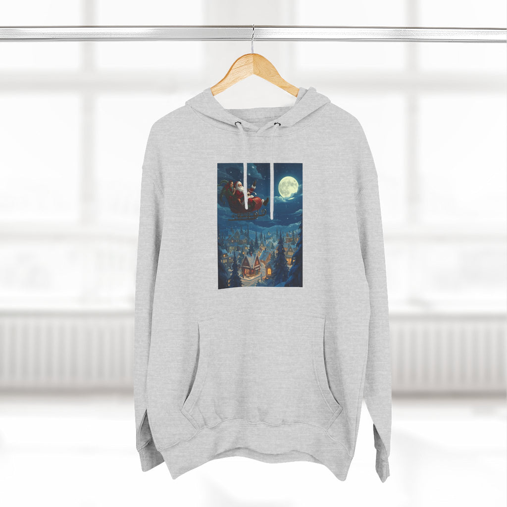 Christmas Santa Sleigh Three-Panel Fleece Hoodie