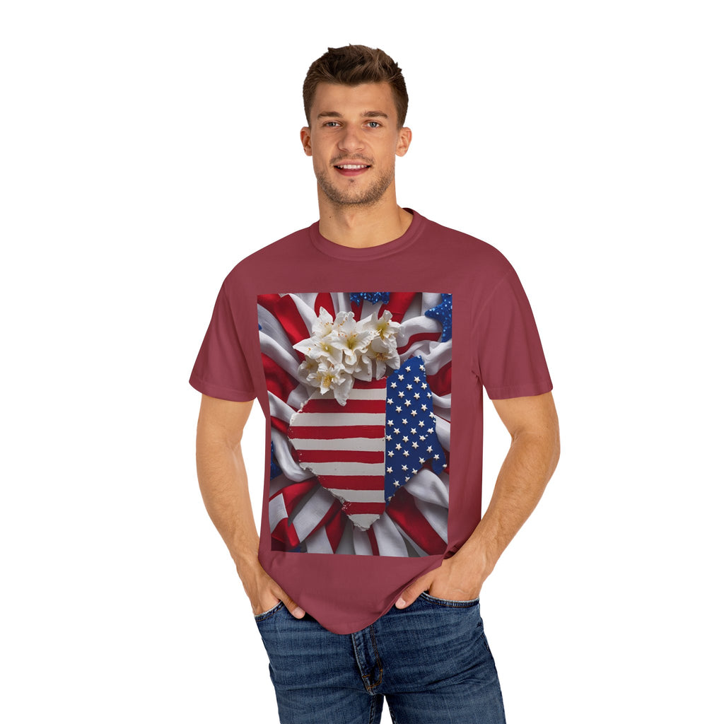 Patriotic Heart T-shirt for Festive Celebrations, 4th of July Apparel, Unisex Graphic Tee, American Pride Shirt, Independence Day Gift