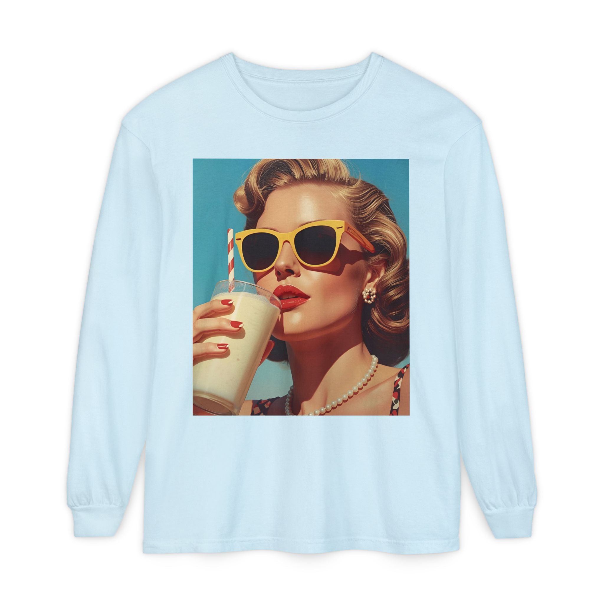 Retro Pop Art Long Sleeve T-Shirt, Vintage Graphic Tee, Fashion Top, Summer Style shirt, Gift for Art Lovers, Casual Wear