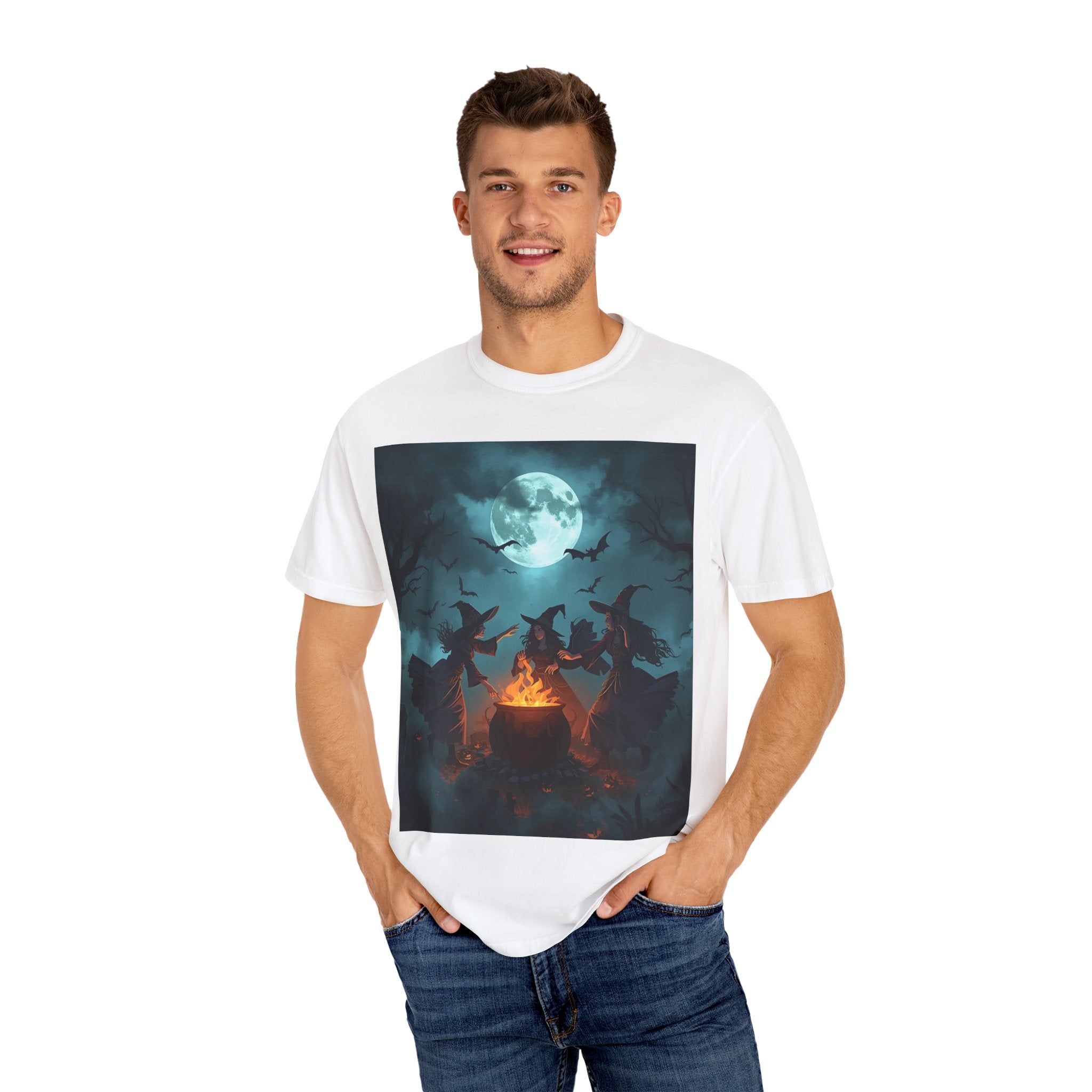 Spooky Halloween Full Moon T-Shirt - Spooky Halloween Top for Fall Celebrations, Casual Wear, Gift for Witches, Unisex Tee, Festive Graphic Shirt