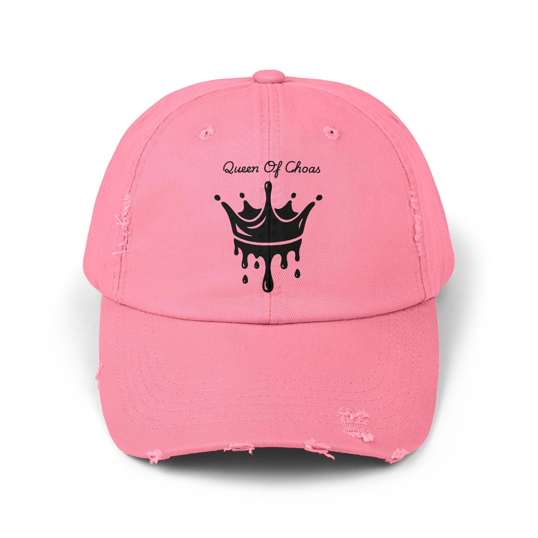 Stylish Unisex Distressed Cap with 'Queen of Chaos' Design, Trendy Hat, Perfect for Casual Outfits, Gift for Her, Fashion Accessories