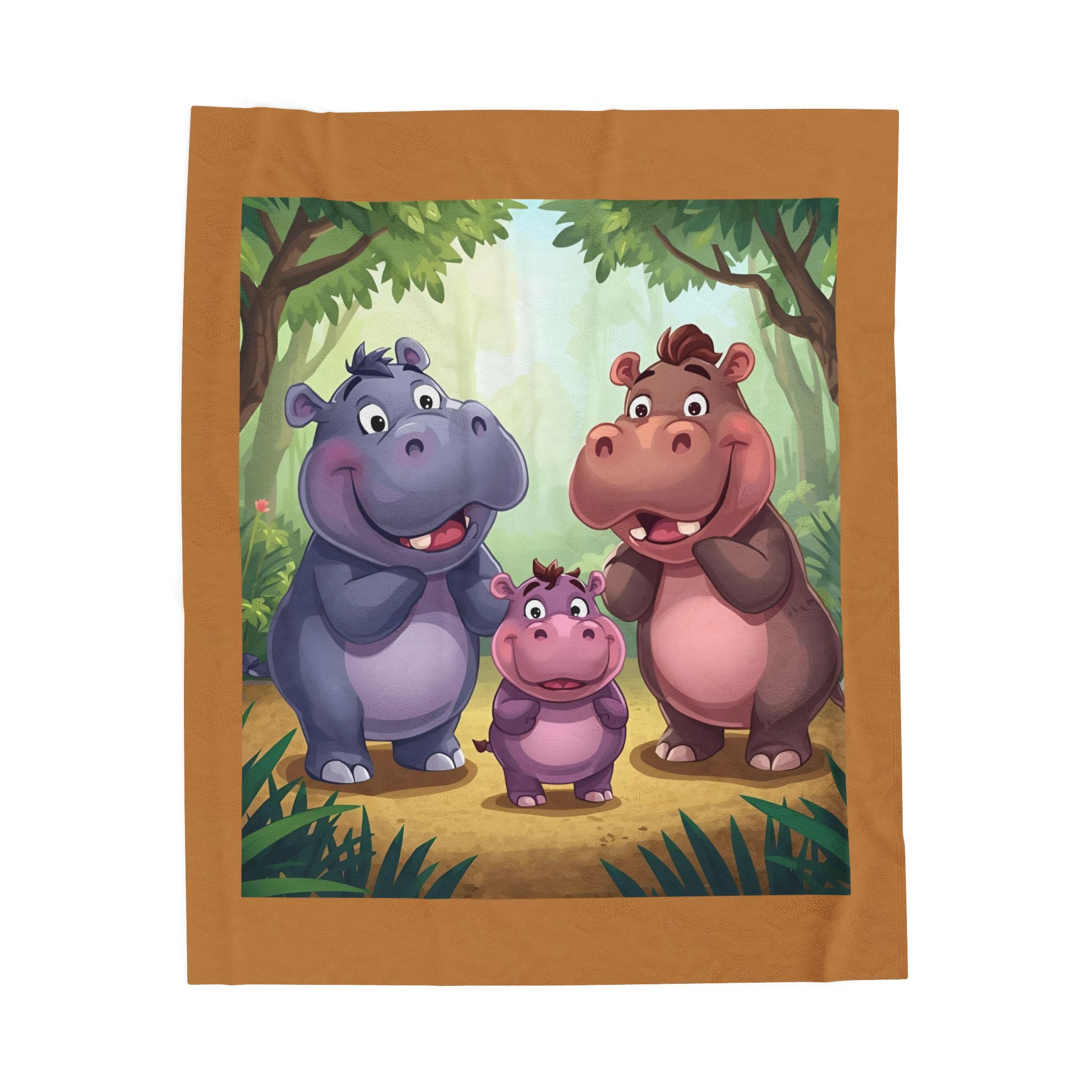 Hippo Cute Velveteen Plush Blanket
