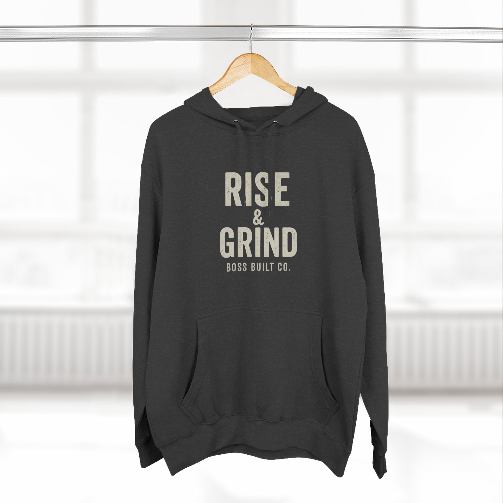 Boss Built Co Rise & Grind Hoodie — Motivational Fleece Pullover for Hustle Mindset