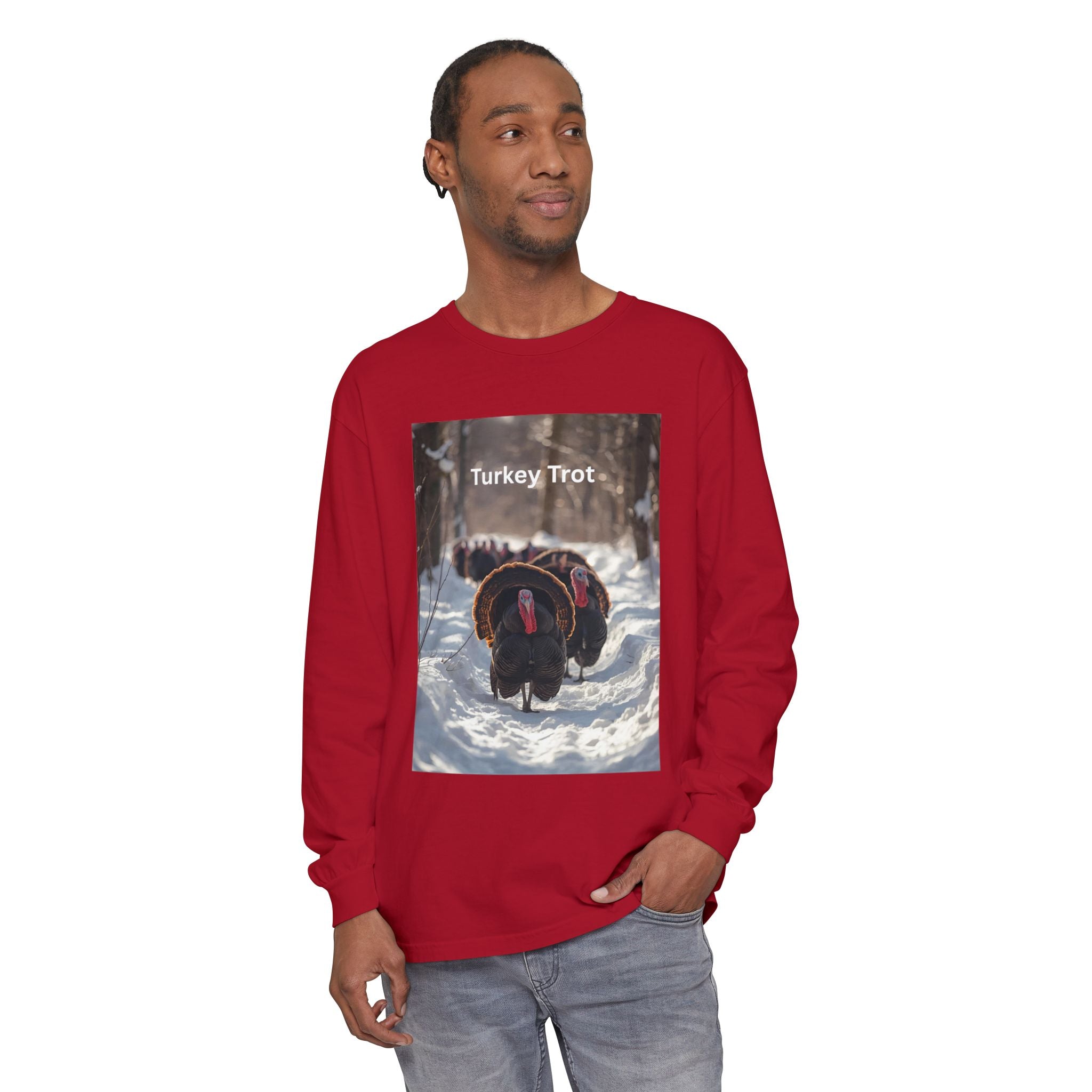 Turkey Trot Long Sleeve T-Shirt, Fall Festival Apparel, Thanksgiving Celebration Top, Unisex Holiday Shirt, Comfortable Everyday Wear