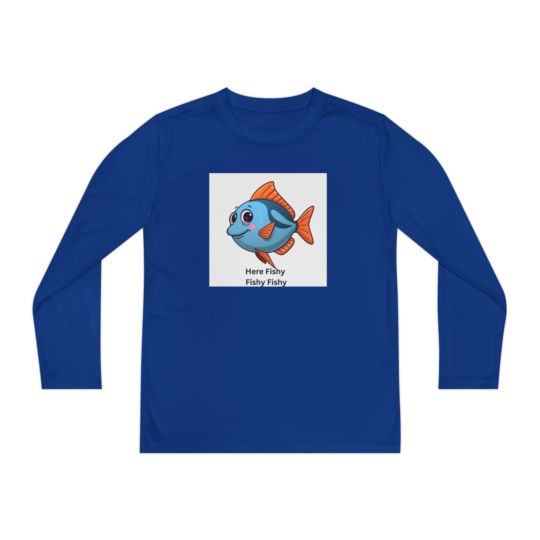 Here Fishy Fishy Fishy Youth Long Sleeve Competitor Tee