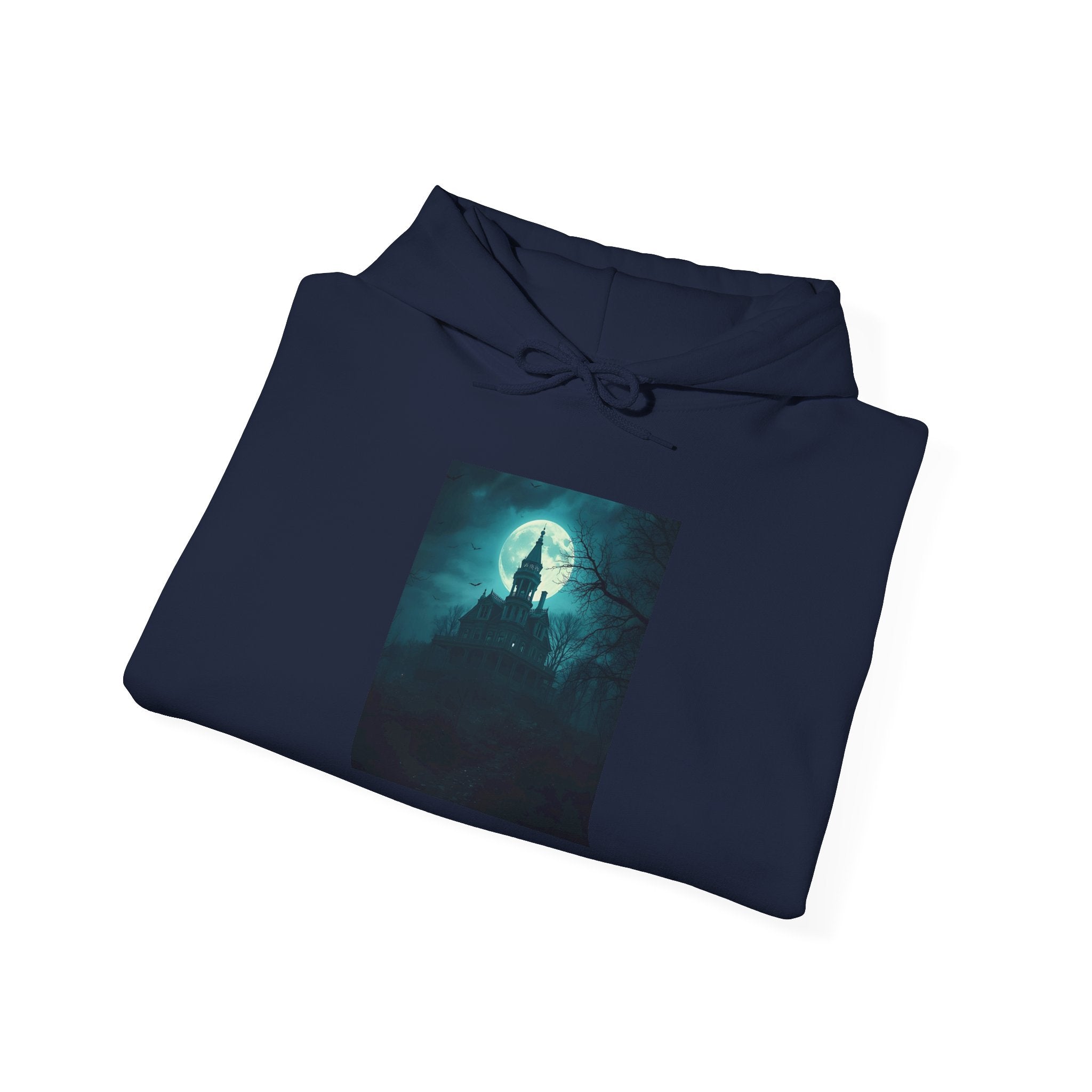 Haunted Moonlight Mystical Nightscape Hooded Sweatshirt - Cozy Casual, Unisex Fashion, Gift Idea, Halloween Apparel, Unique Statement Piece