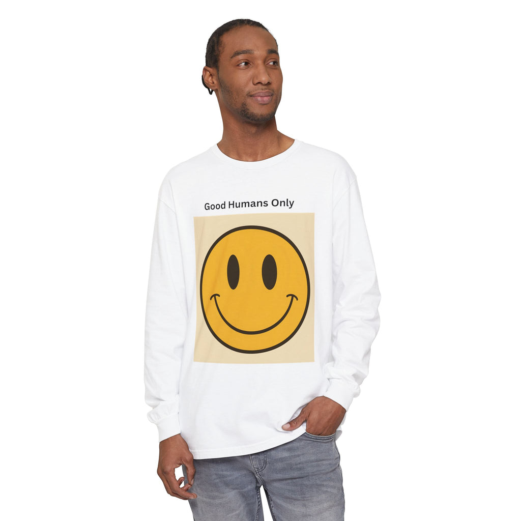 Smiley Face Unisex Garment-dyed Long Sleeve T-Shirt