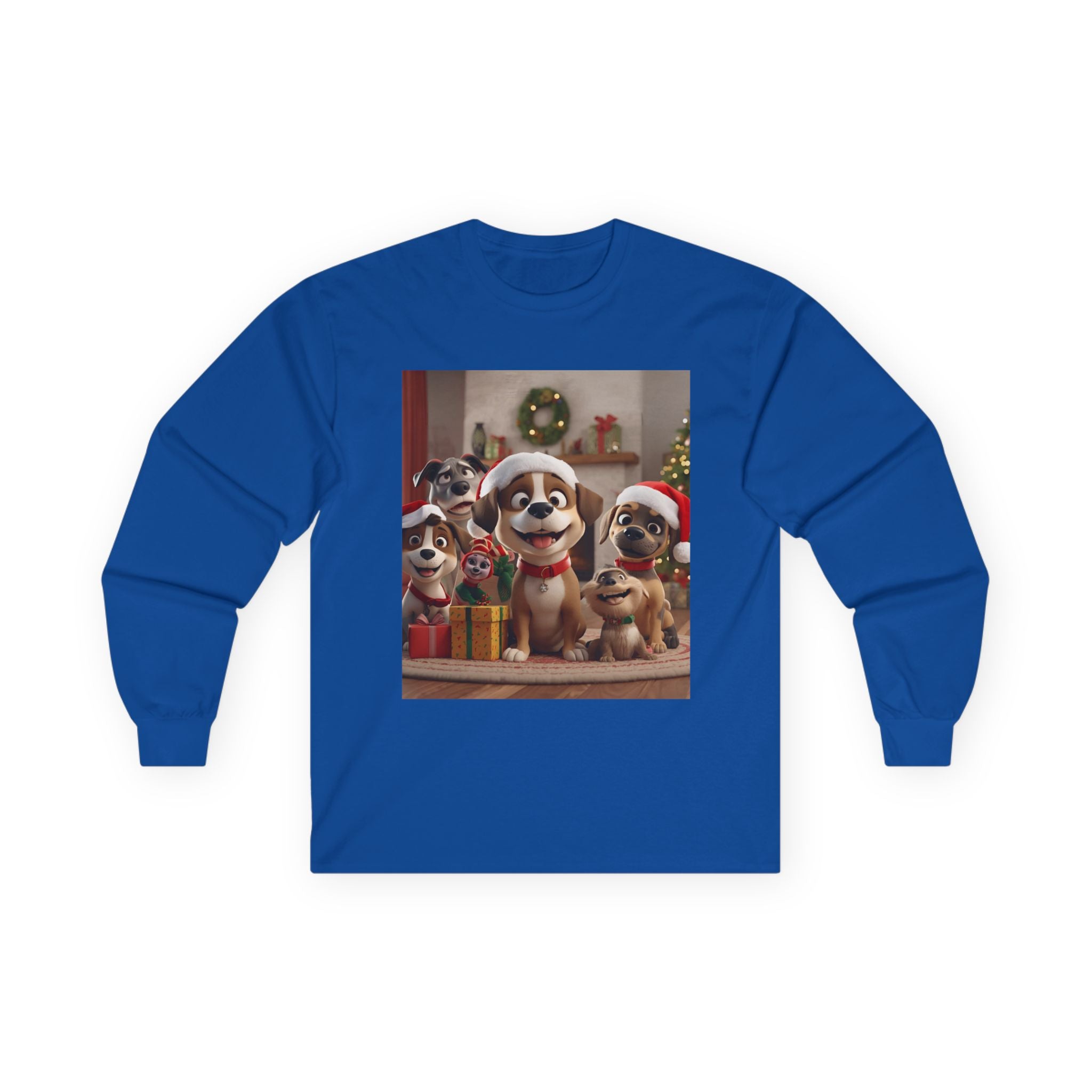 Cute Dog Christmas Long Sleeve Tee, Holiday Gift for Dog Lovers, Cozy Pet Apparel, Winter Wear, Fun Xmas T-shirt