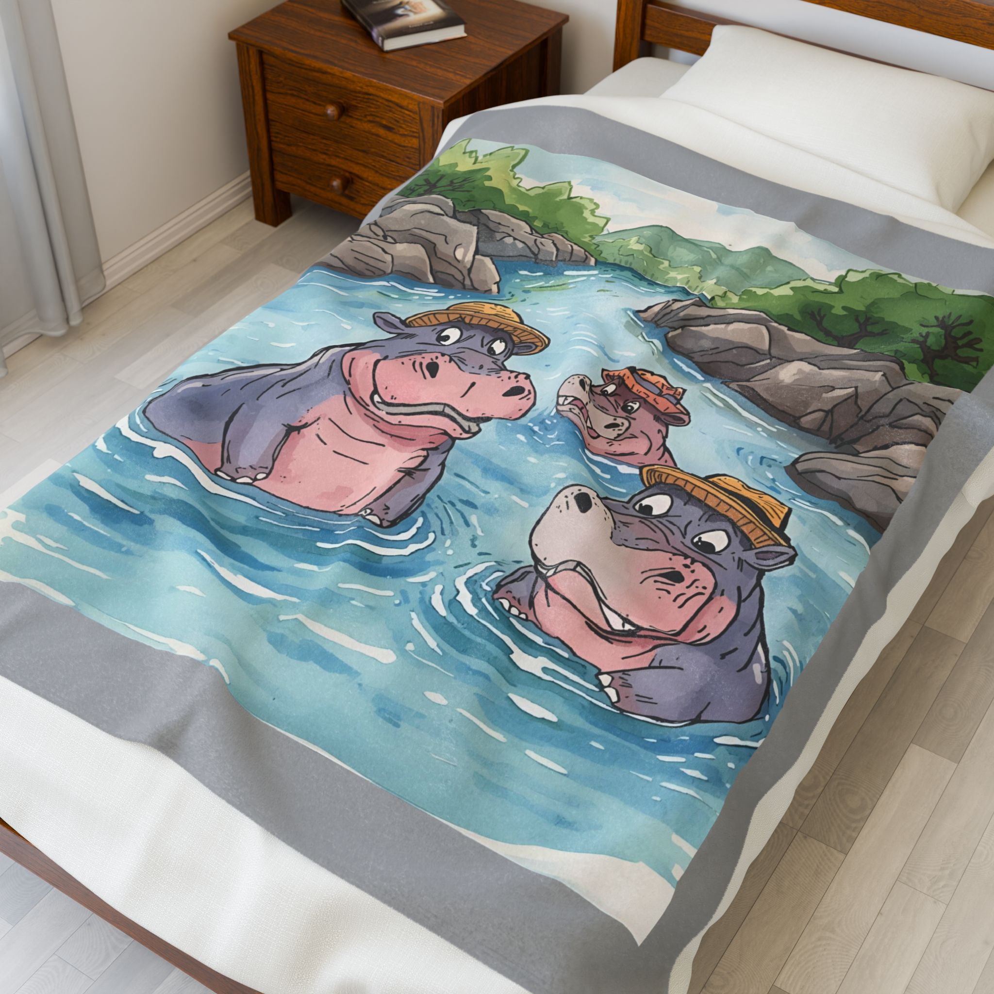 Whimsical Hippo Plush Blanket - Cozy Throw for Kids, Nursery Decor, Animal Lovers Gift, Super Soft Blanket, Perfect for Cuddling