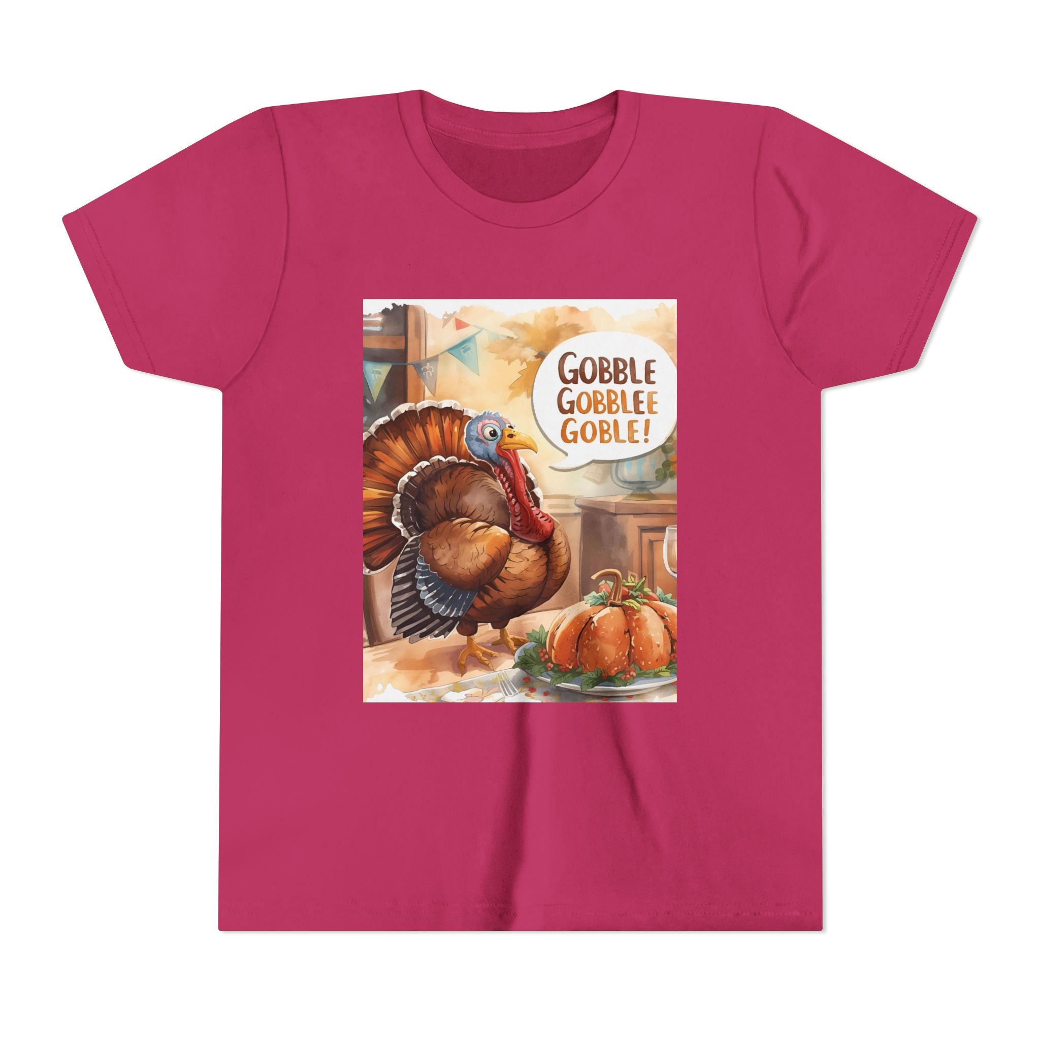 Thanksgiving Turkey Youth Tee, Gobble Gobble Shirt, Kids Thanksgiving Apparel, Fall Celebration Tee, Funny Turkey Shirt