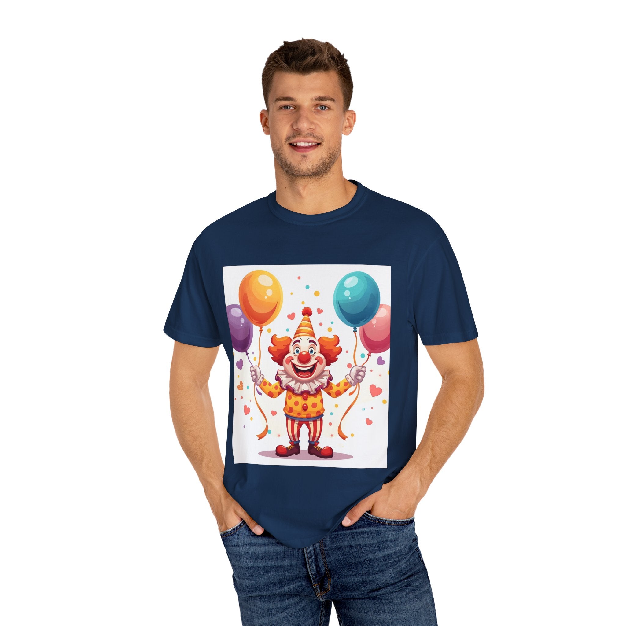 Colorful Clown Balloon T-Shirt, Fun Graphic Tee, Unisex party shirt, Circus themed apparel, Birthday gift for kids