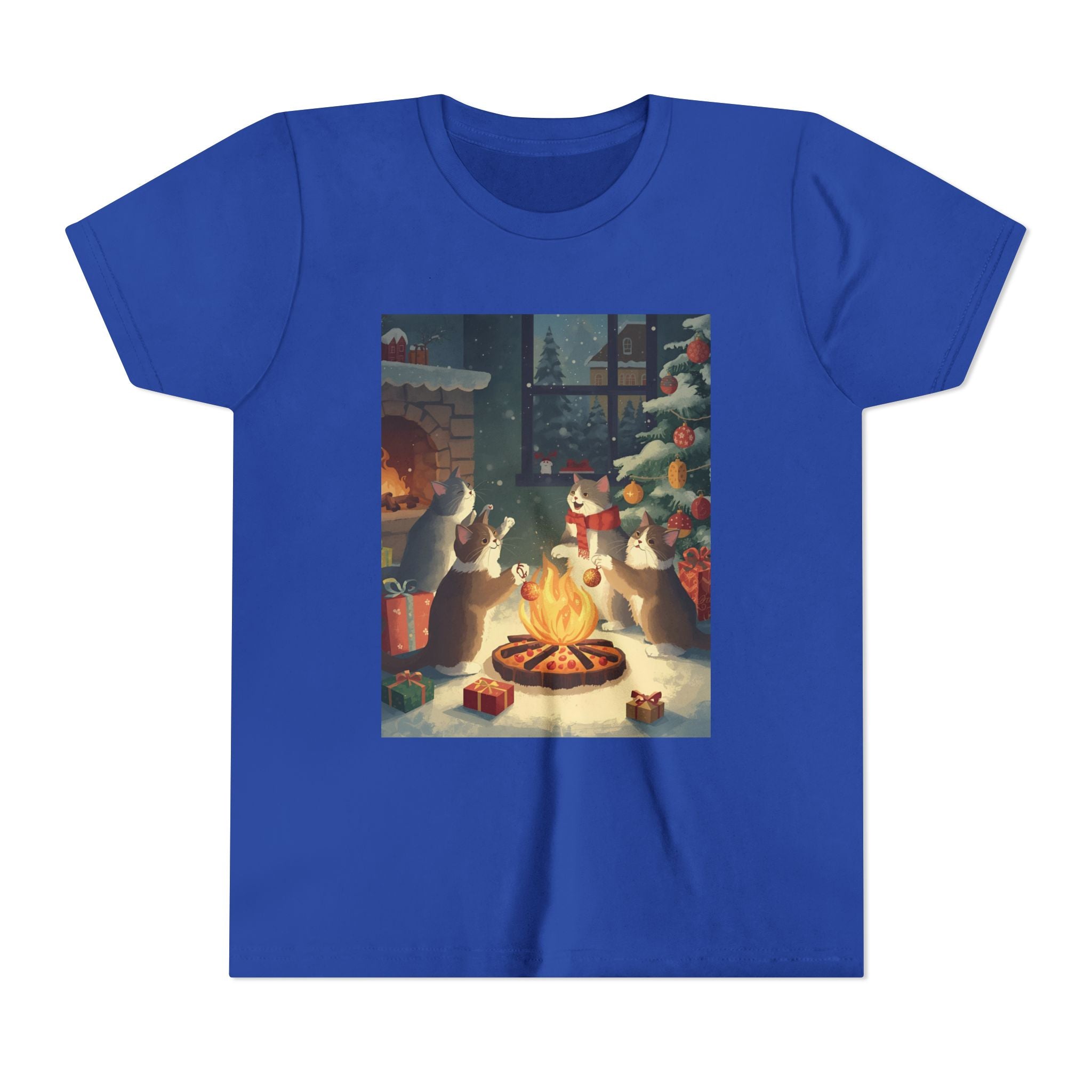Cozy Christmas Youth Tee, Festive Graphic Short Sleeve Shirt, Holiday Charm for Kids, Cute Gift for Thanksgiving, Winter Gatherings