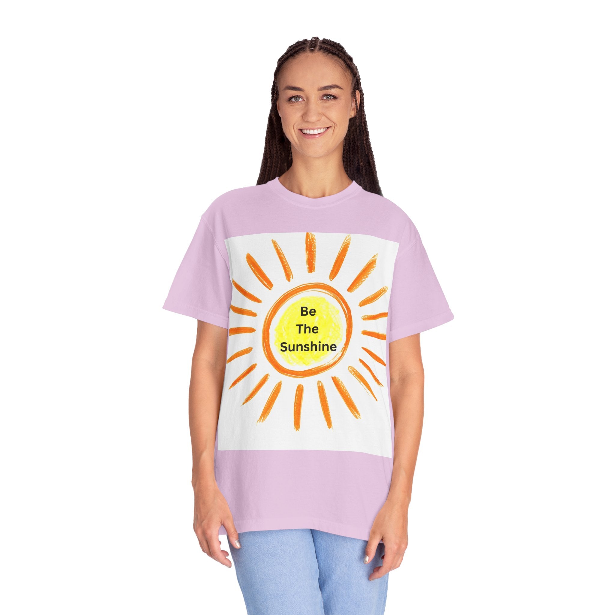 Be The Sunshine Unisex Garment-Dyed T-shirt, Summer Tee, Gift for Her, Cheerful Graphic Shirt, Fun Casual Wear, Sunshine Lover Apparel