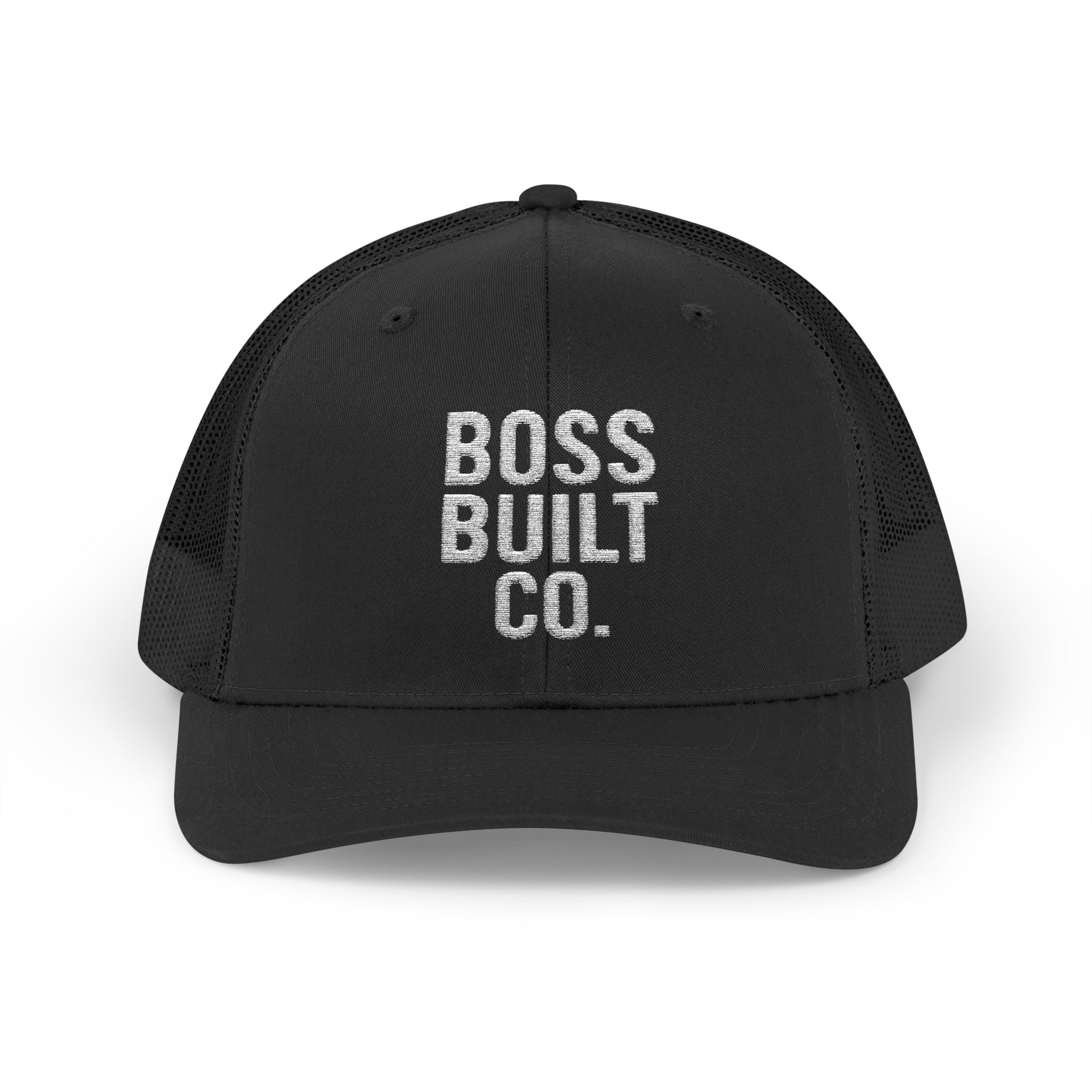 Boss Built Co. Trucker Hat — Vintage Distressed Snapback Cap for Builders & Makers