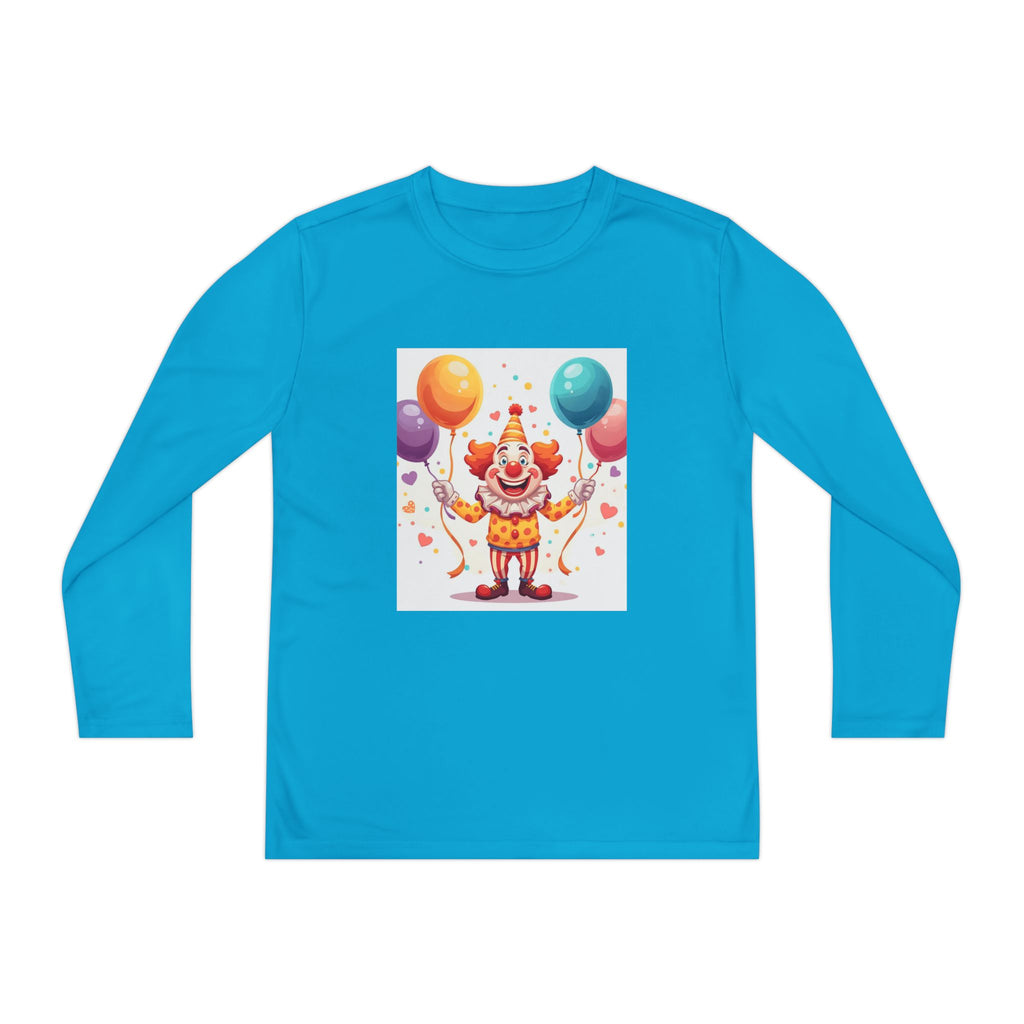 Birthday Clown With Balloons Youth Long Sleeve Competitor Tee