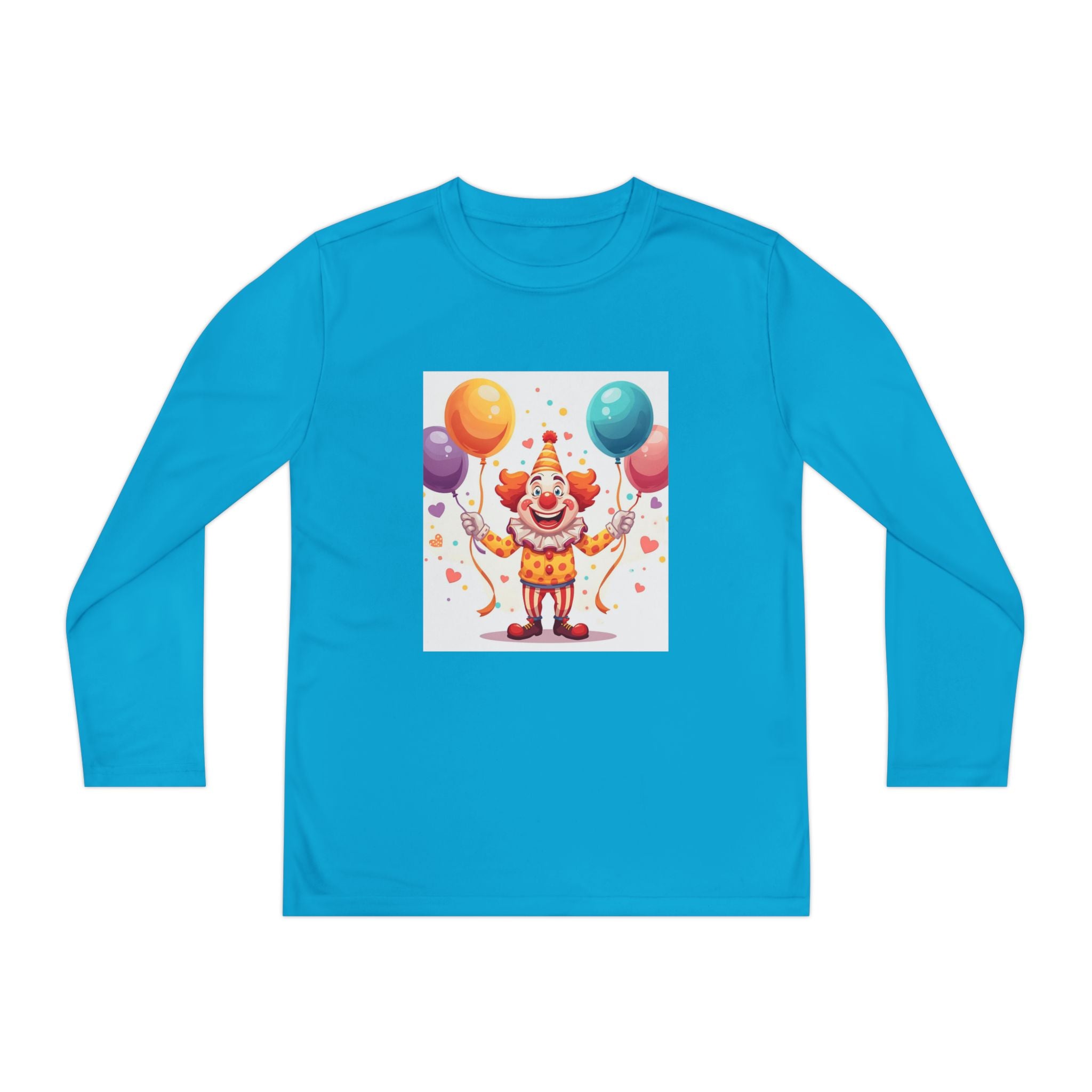 Birthday Clown With Balloons Youth Long Sleeve Competitor Tee