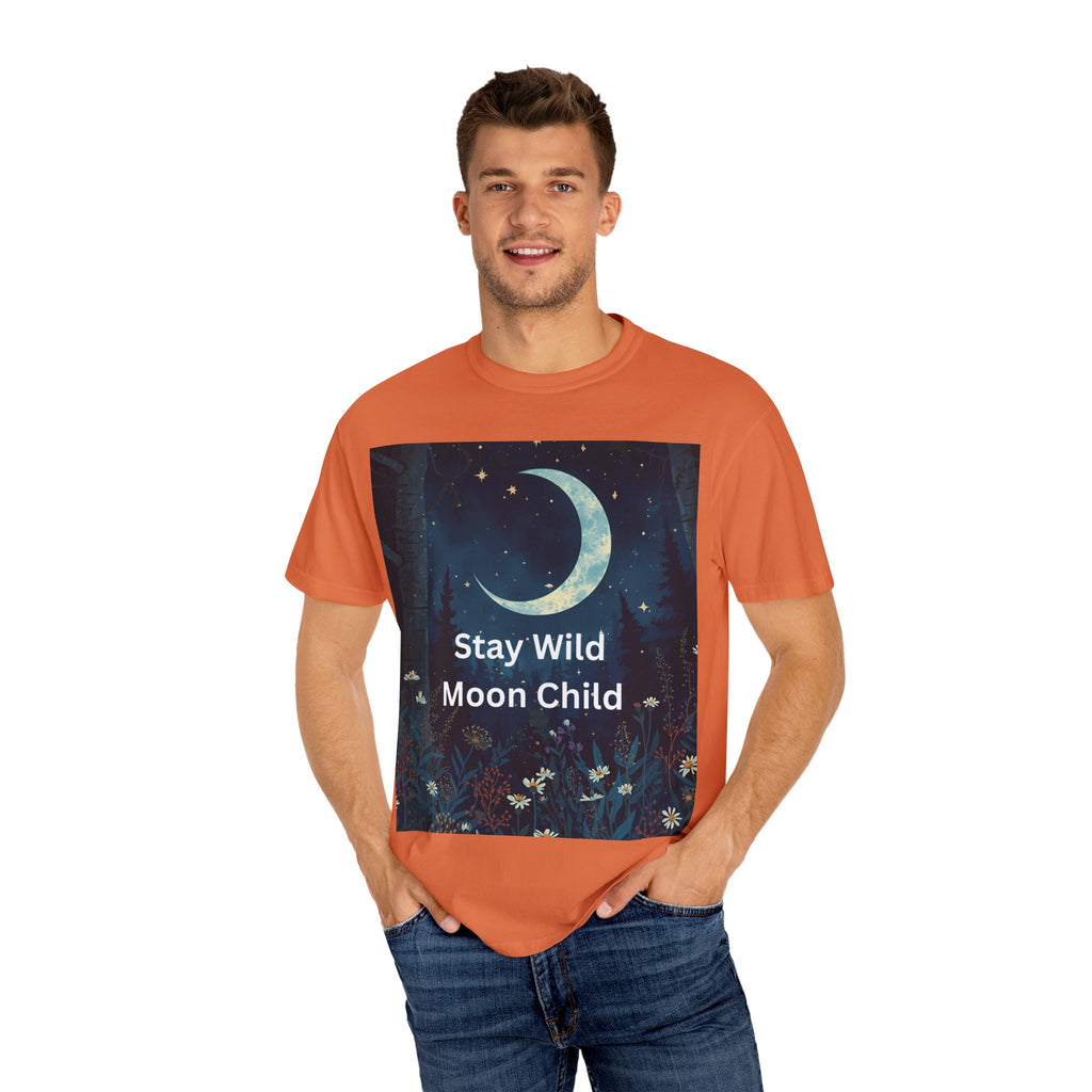 Unisex Stay Wild Moon Child T-Shirt, Stay Wild Graphic Tee, Boho Style Shirt, Gift for Nature Lovers, Vintage Vibe Apparel
