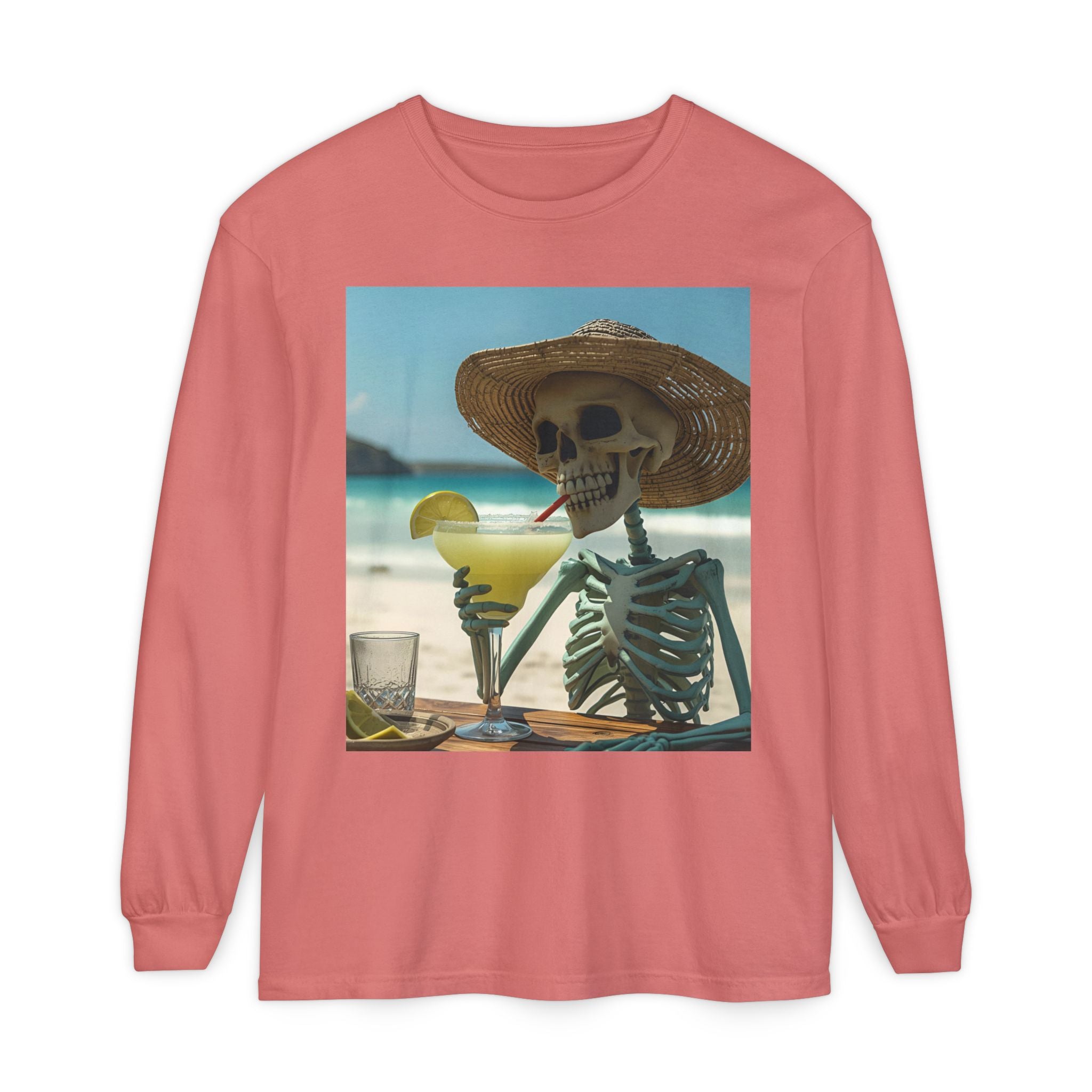 Chill Vibes Skeleton Unisex Garment-dyed Long Sleeve T-Shirt