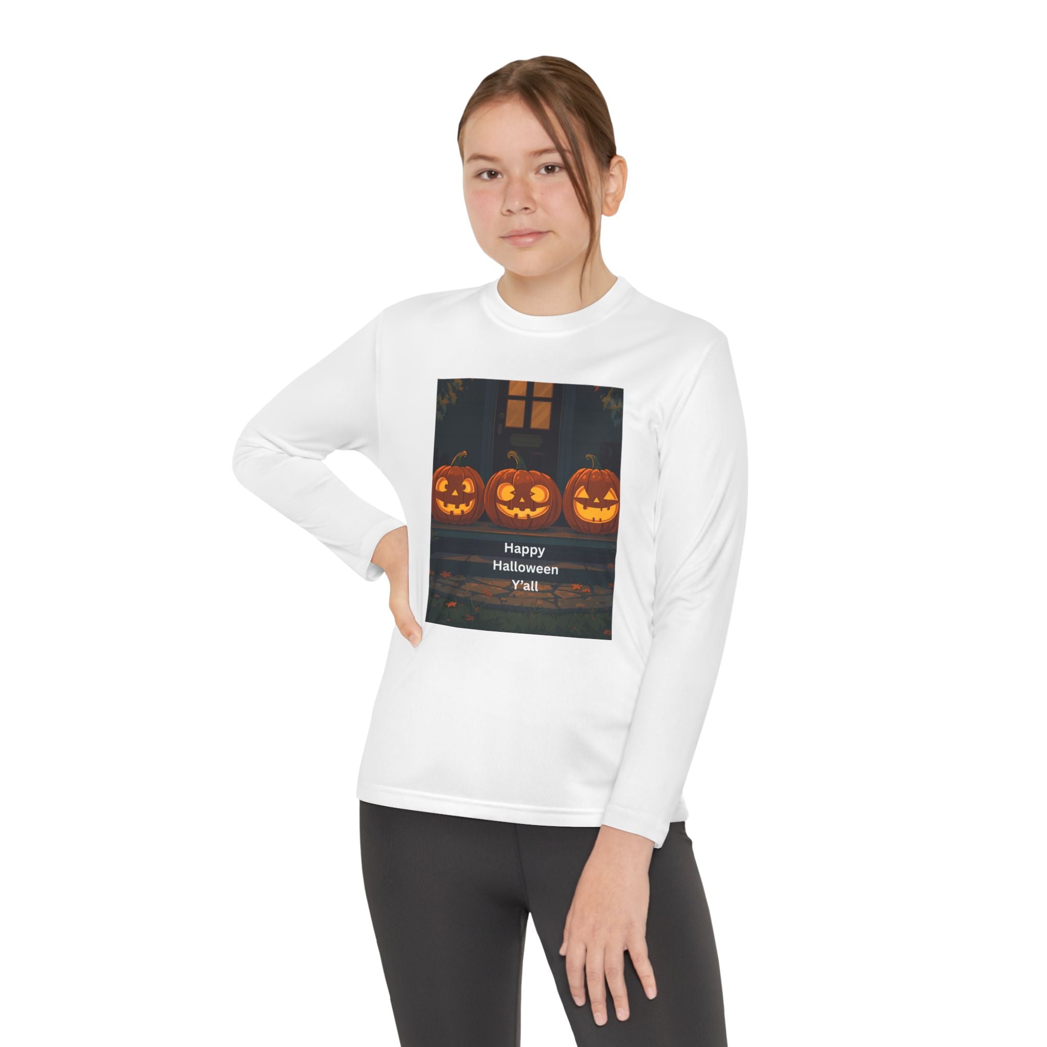 Halloween Pumpkin Youth Long Sleeve Competitor Tee