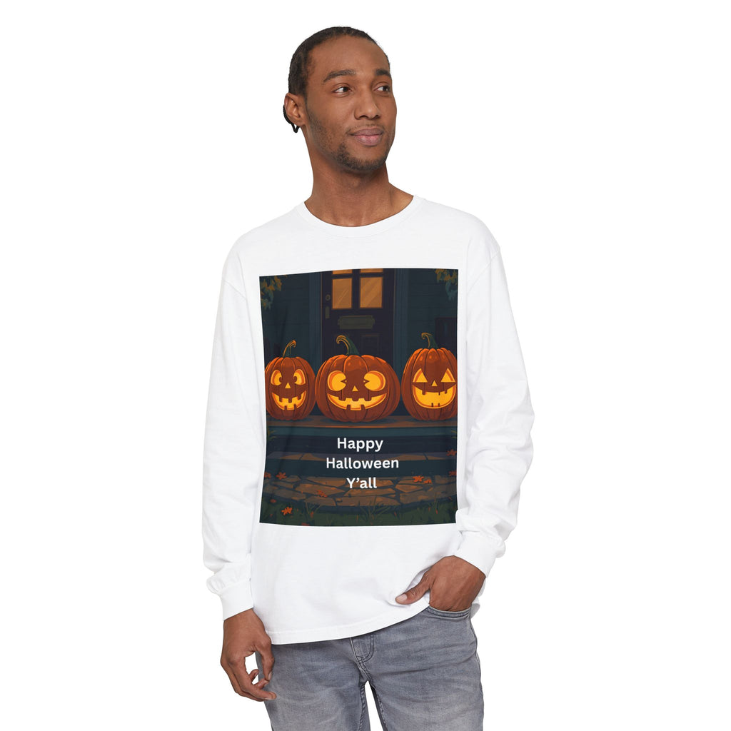 Halloween Pumpkin Long Sleeve T-Shirt, Fall Apparel, Comfortable Shirt, Unisex Halloween Tee, Seasonal Gift, Spooky Vibes