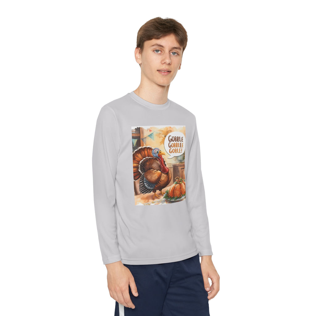 Thanksgiving Turkey Youth Long Sleeve Competitor Tee