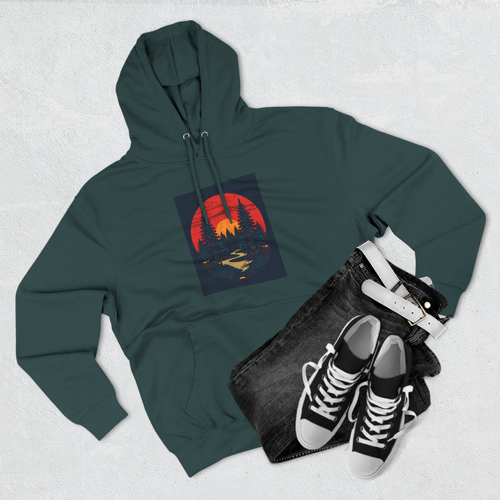 Cozy Nature Sunset Hoodie, Graphic Fleece Sweatshirt, Outdoor Apparel, Fall Fashion, Gift for Nature Lovers, Winter Wear