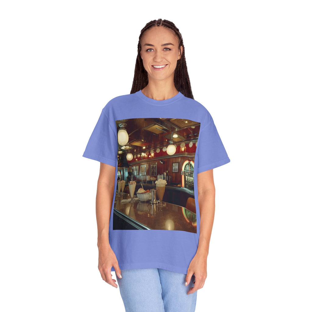 Cozy Cafe Vibe T-Shirt | Unisex Garment-Dyed Tee for Casual Outings, Vintage Style, Ice Cream Lovers, Retro Aesthetic, Everyday Wear