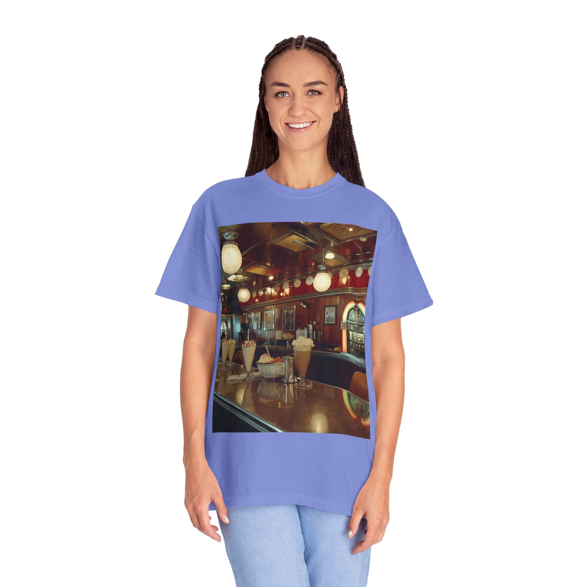 Cozy Cafe Vibe T-Shirt | Unisex Garment-Dyed Tee for Casual Outings, Vintage Style, Ice Cream Lovers, Retro Aesthetic, Everyday Wear
