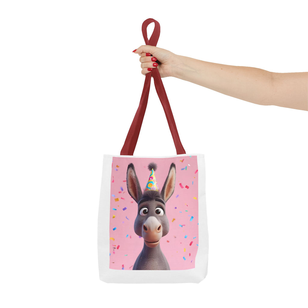 Birthday Donkey Tote Bag, Fun Party Accessory, Eco-Friendly Shopper, Cute Gift for Animal Lovers, Perfect for Birthdays and Celebrations