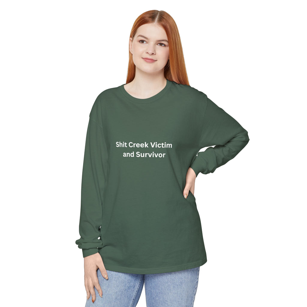Shit Creek Survivor Long Sleeve T-Shirt, Funny Gift, Casual Wear, Humor Shirt, Birthday Gift, Unisex Apparel