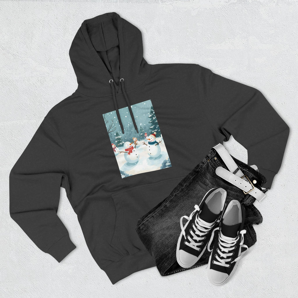 Cozy Snowman Hoodie, Winter Apparel, Holiday Gift, Christmas, Fleece Hoodie, Seasonal Style, Cold Weather Wear