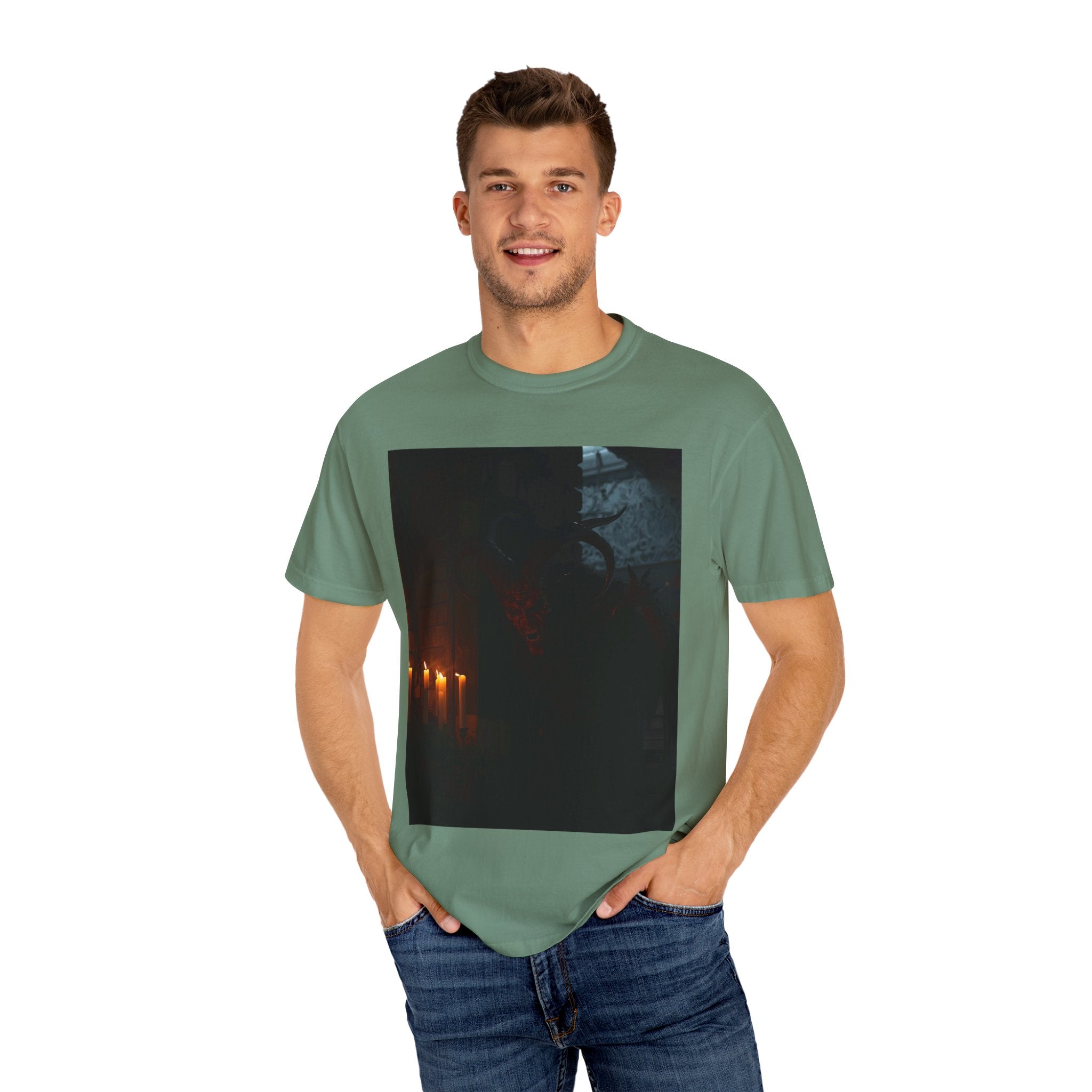 Spooky Halloween Pumpkin Shadow Unisex Garment-Dyed T-shirt